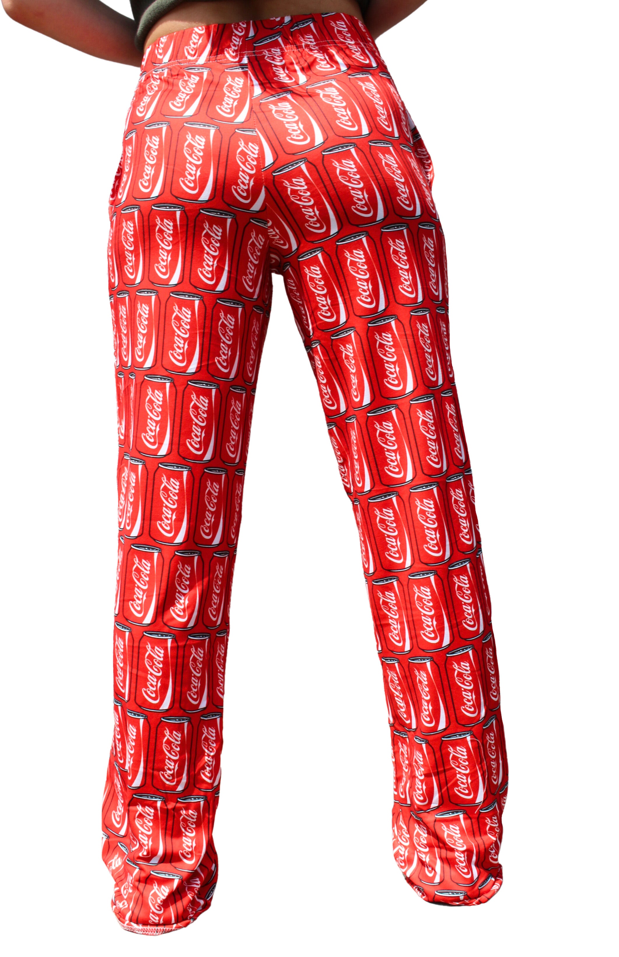 Coca-Cola Can Pattern Pajama Lounge Pants on model back view