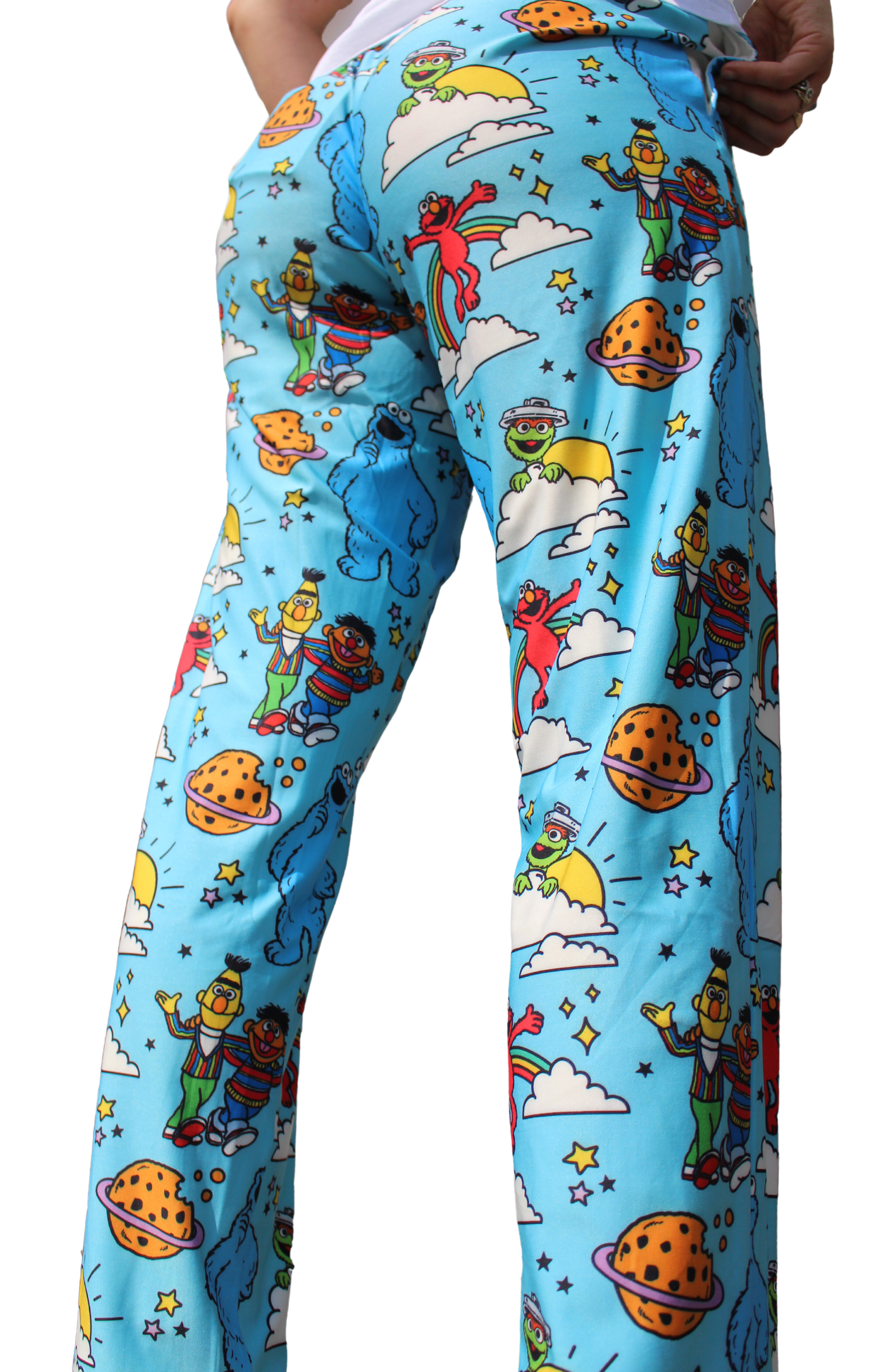 Sesame Street Characters pants on model back/angled view