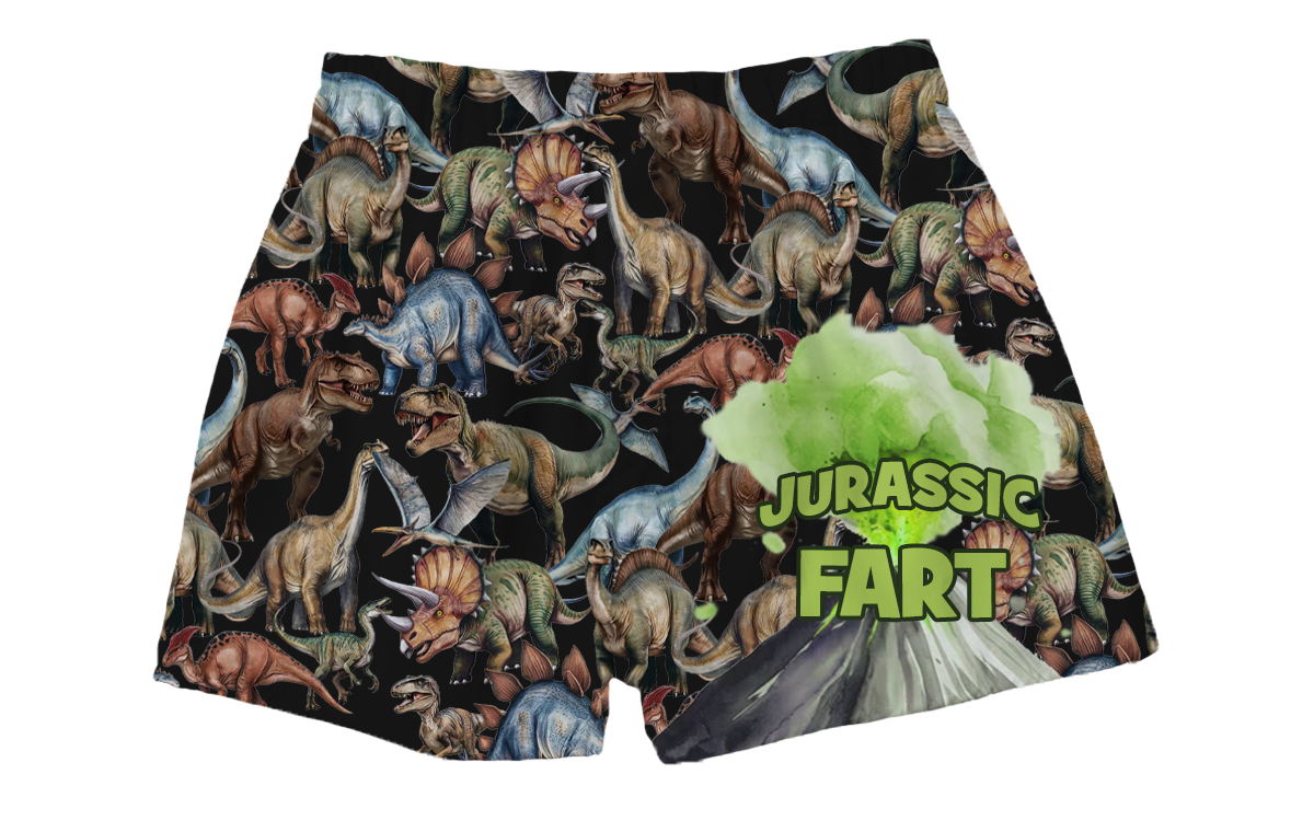 BRIEF INSANITY's Jurassic Fart Dinosaurs Boxer Shorts