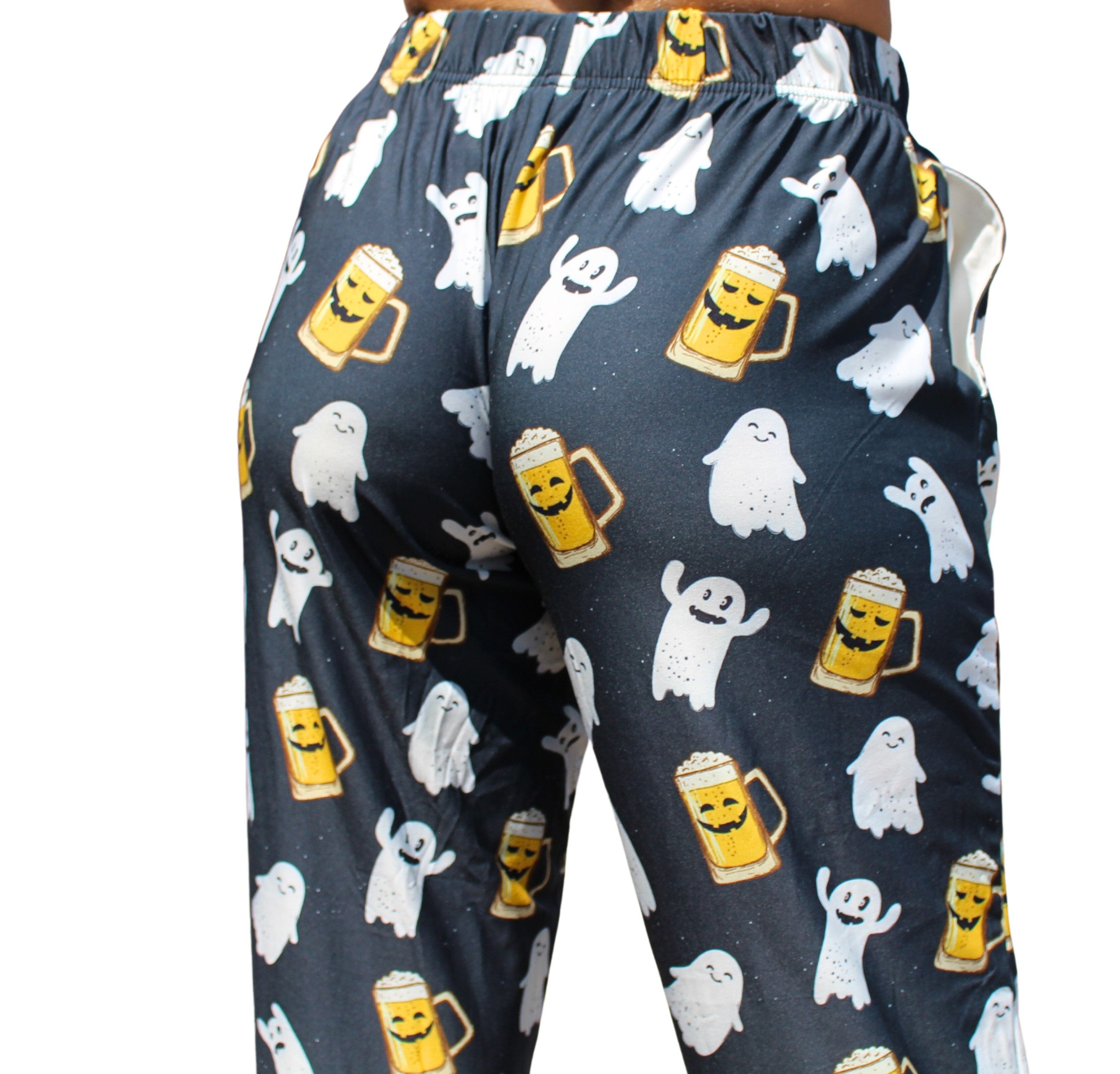 Just Here For the Boo's! Pajama Lounge Pants close up back view on model (waist down)