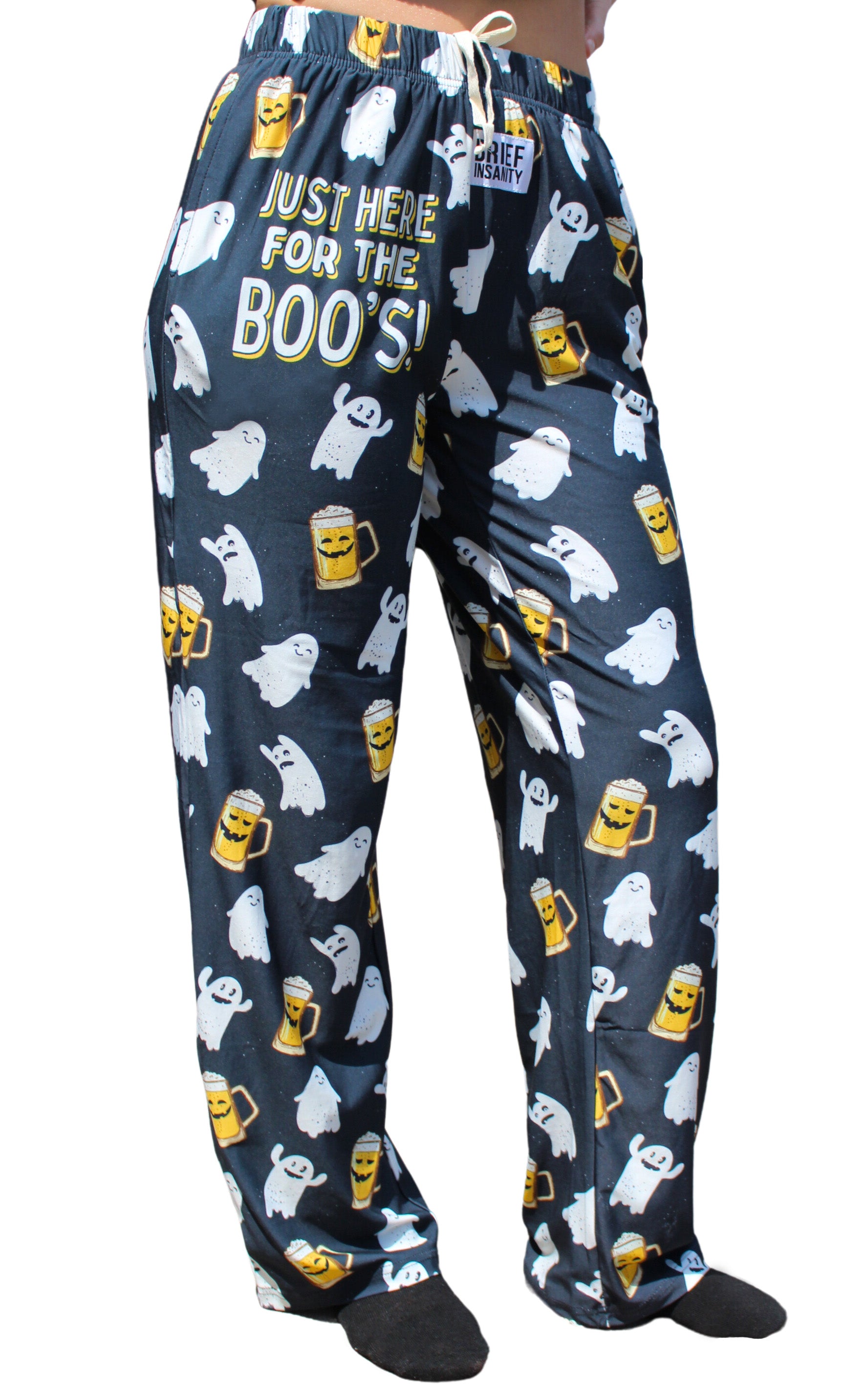 Just Here For the Boo's! Pajama Lounge Pants right side view on model (waist down)