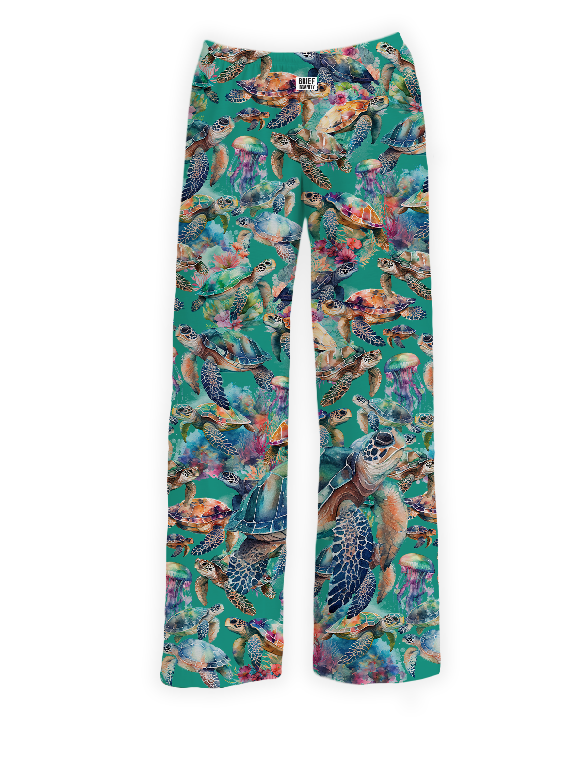 Vibrant Sea Turtle Pajama Lounge Pants, BRIEF INSANITY
