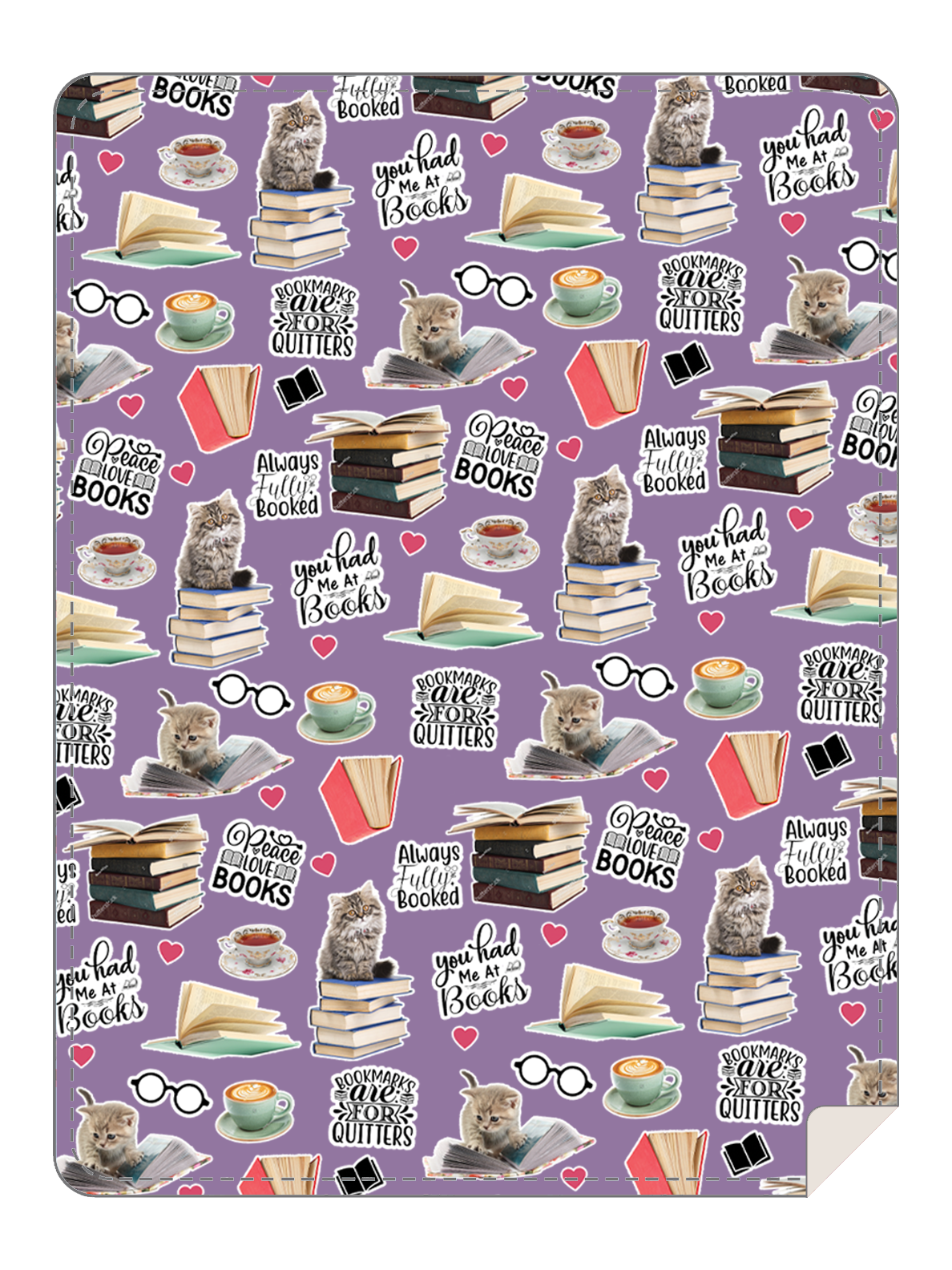 BRIEF INSANITY's Cats & Books Throw Blanket