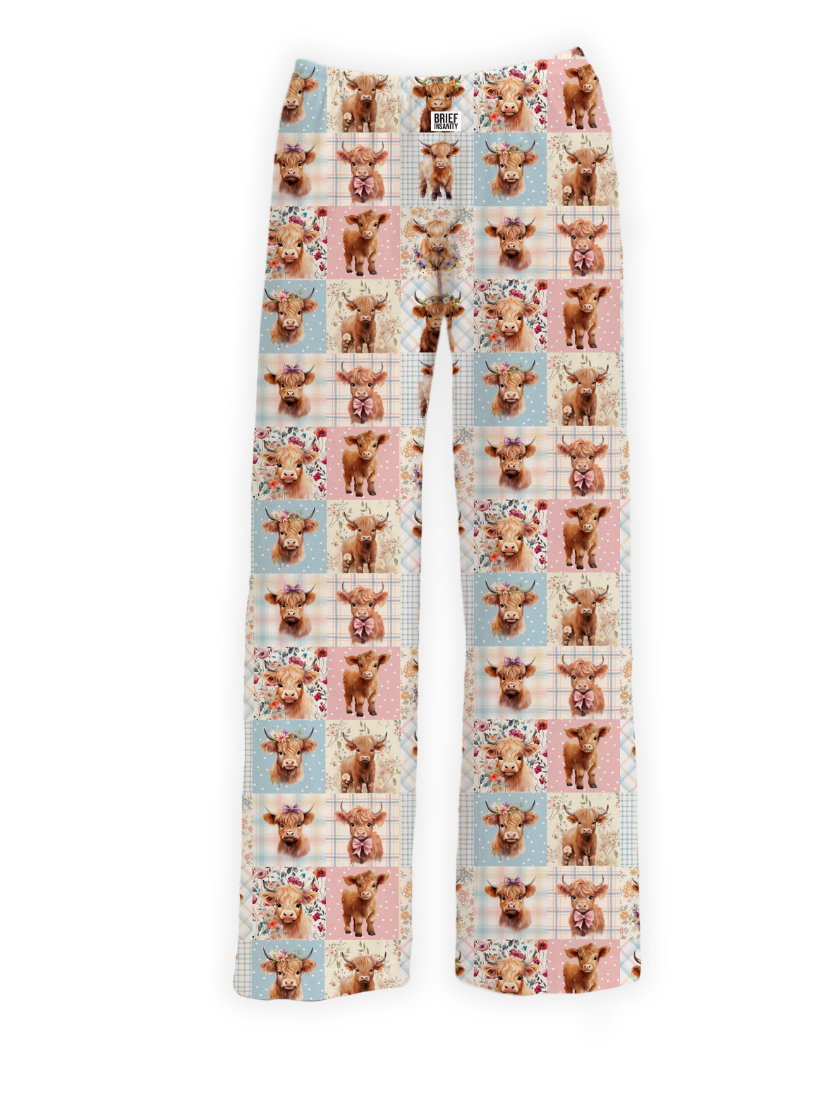 BRIEF INSANITY's Highland Cow Quilt Pajama Lounge Pants