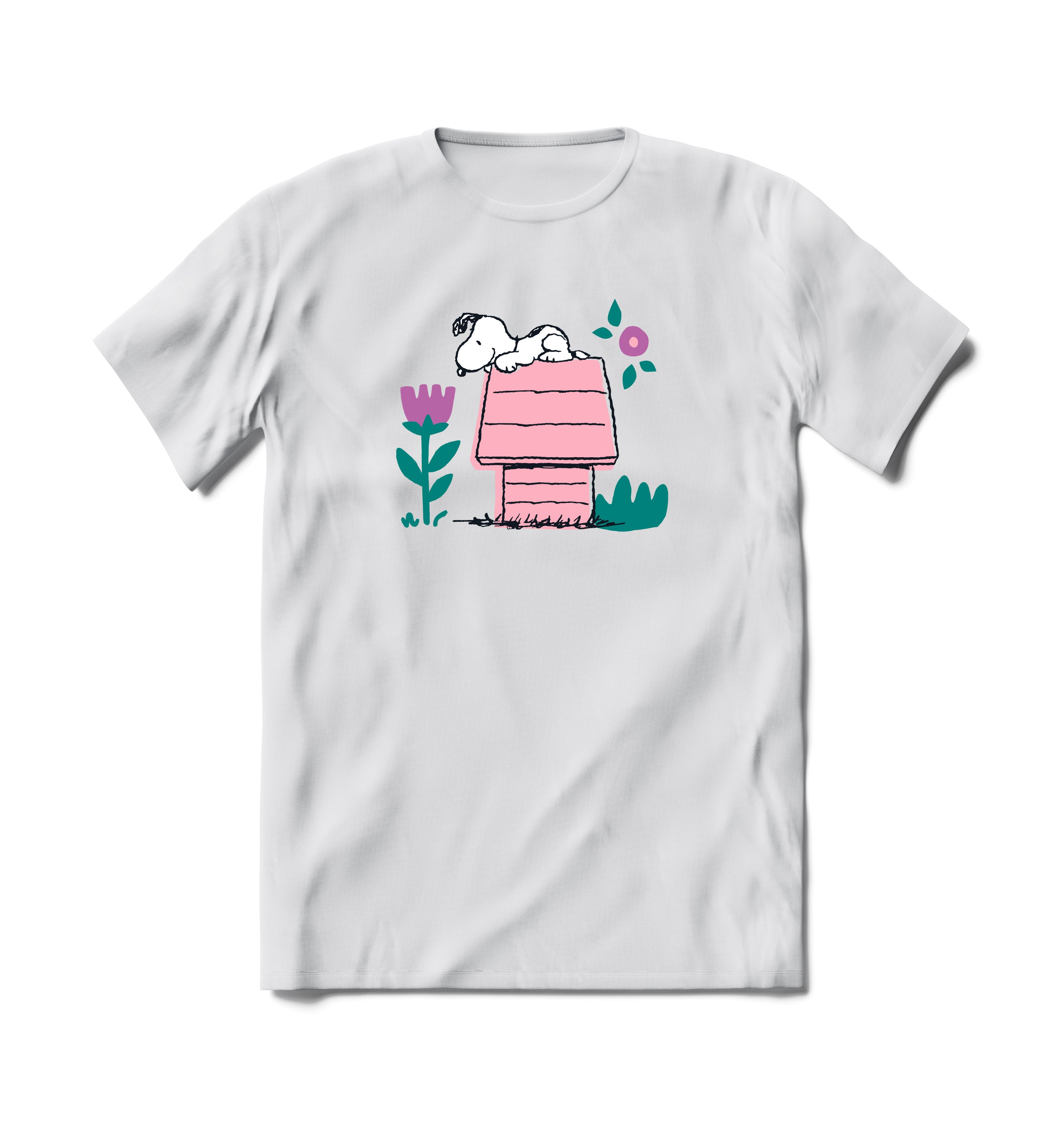 Snoopy Pink Flower Short Sleeve T-Shirt
