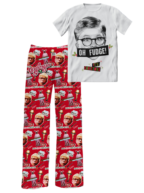 A Christmas Story Pajama Set – Sleep Shirt Pajama Pants (Red Ralphie Oh Fudge)