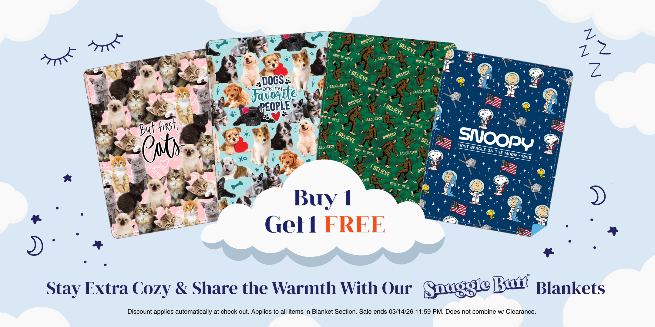 Stay extra cozy & share the warmth with our Snuggle Butt blankets - Discount applies automatically at check out. Applies to all items in Blanket Section. Sale ends 3/14/26 11:59 PM. Does not combine w/ clearance.