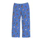 Briefly Kids Bugs Bunny Blue Pajama Pants featuring playful all-over prints of Bugs Bunny, carrots, and Looney Tunes-themed graphics on a vibrant blue background – Warner Bros. Discovery.