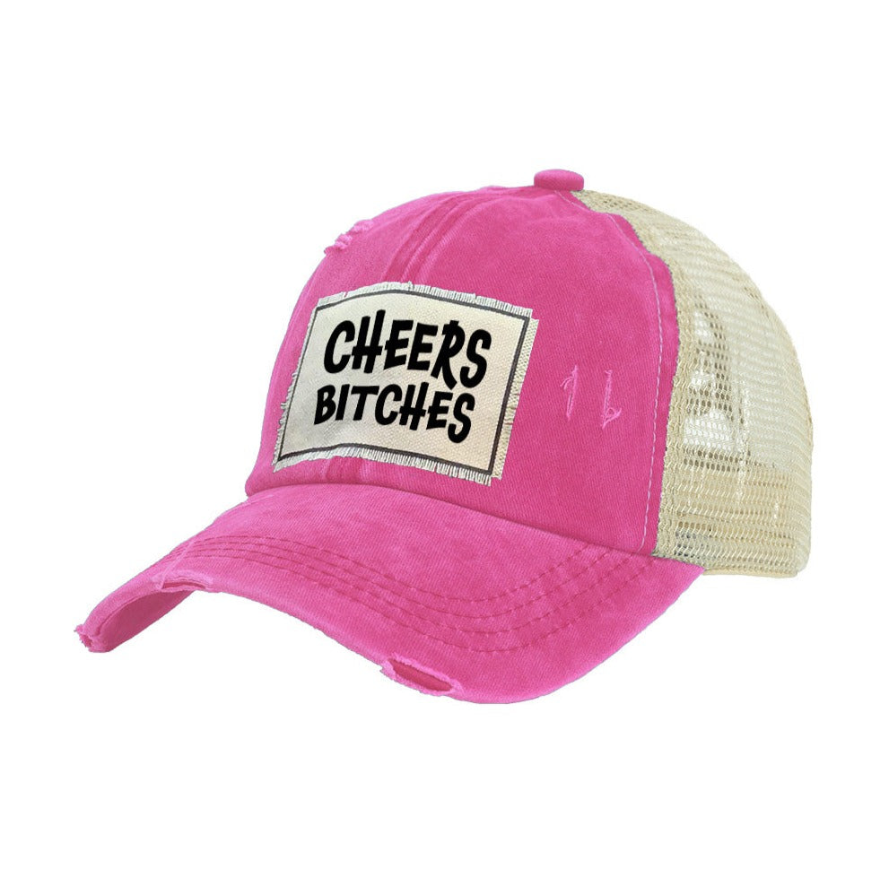 BRIEF INSANITY Cheers Bitches Vintage Distressed Trucker Adult Hat