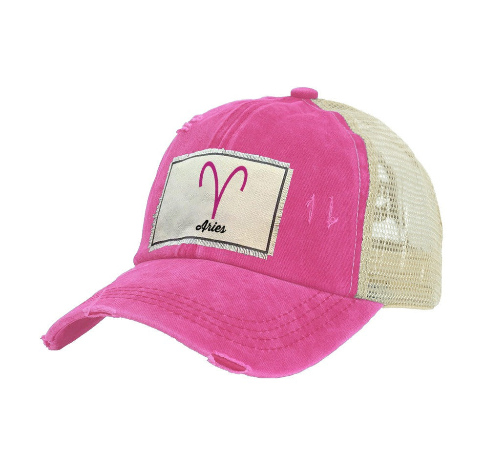 BRIEF INSANITY Aries Vintage Distressed Trucker Adult Hat