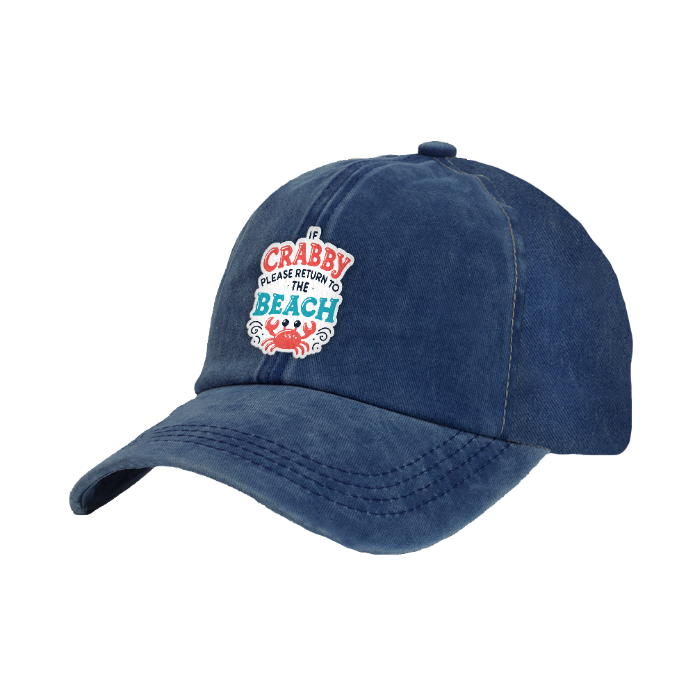 BRIEF INSANITY's If Crabby Return to Beach Faux Suede Patch Adult Cap