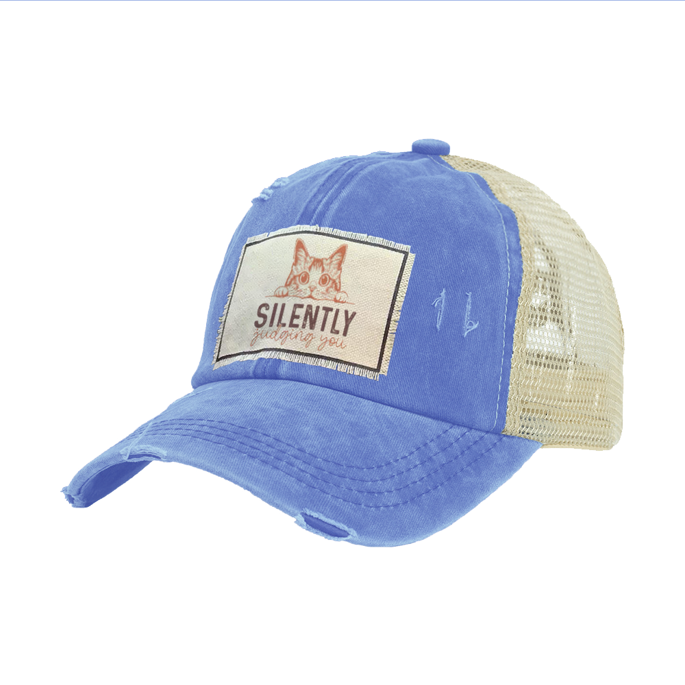 BRIEF INSANITY's Silently Judging You Vintage Distressed Trucker Adult Hat