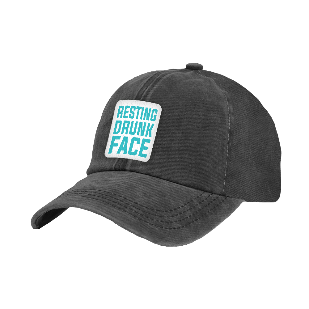 BRIEF INSANITY's Resting Drunk Face Faux Suede Patch Adult Cap