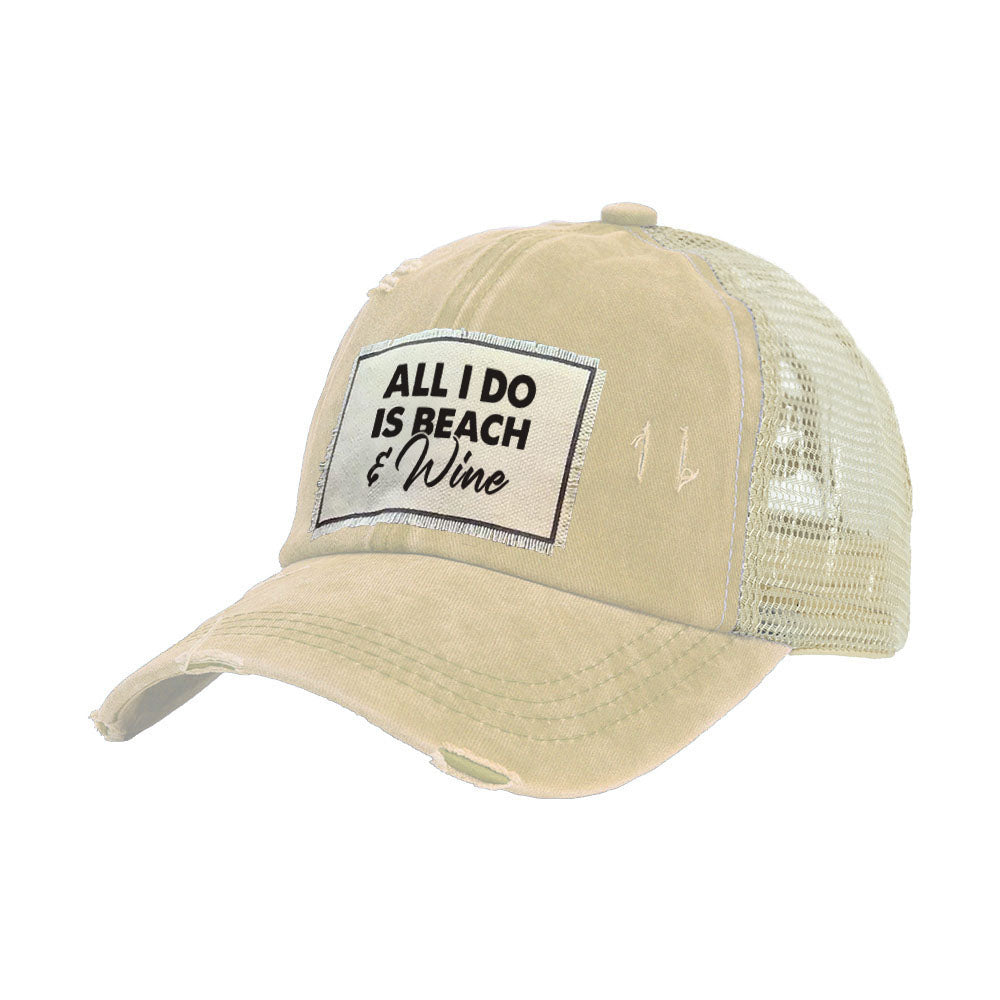 BRIEF INSANITY All I Do Is Beach & Wine - Vintage Distressed Trucker Adult Hat