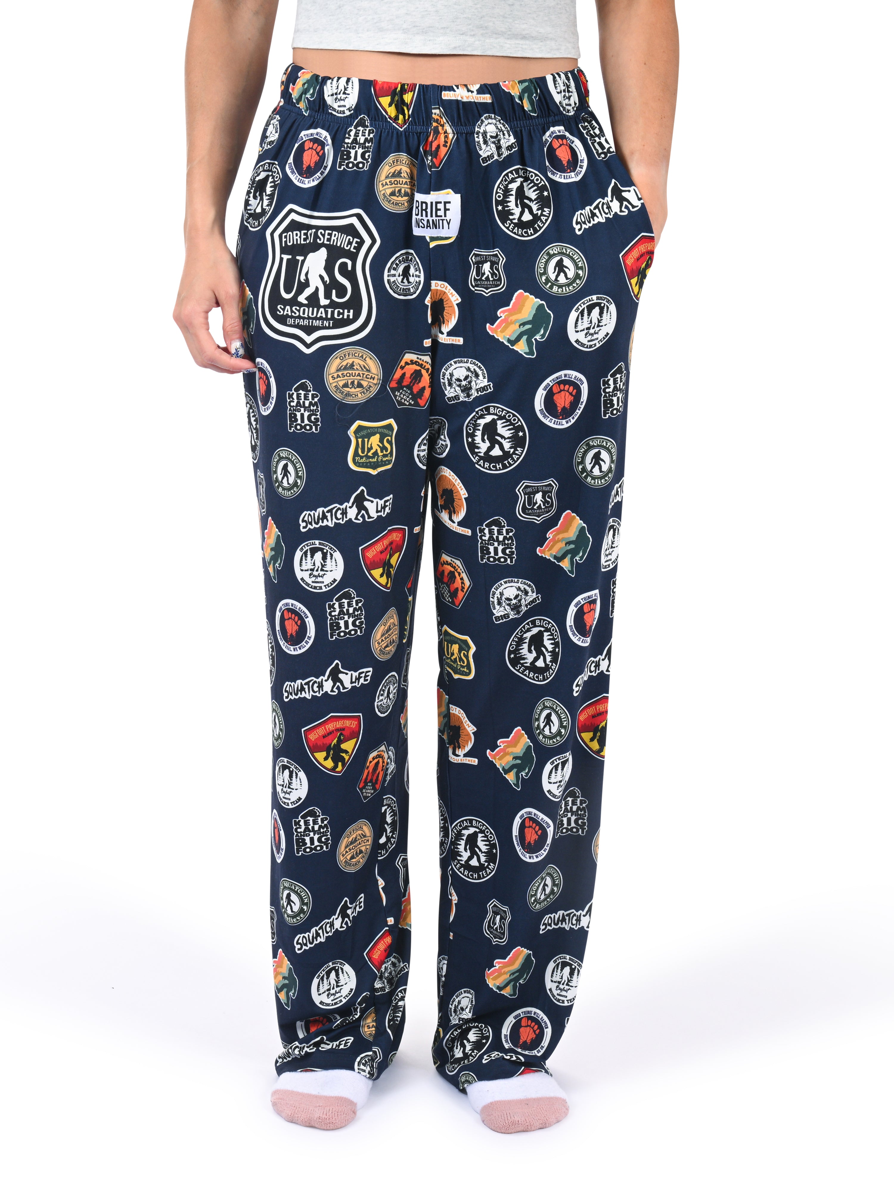 Bigfoot Stickers Pajama Pants front view