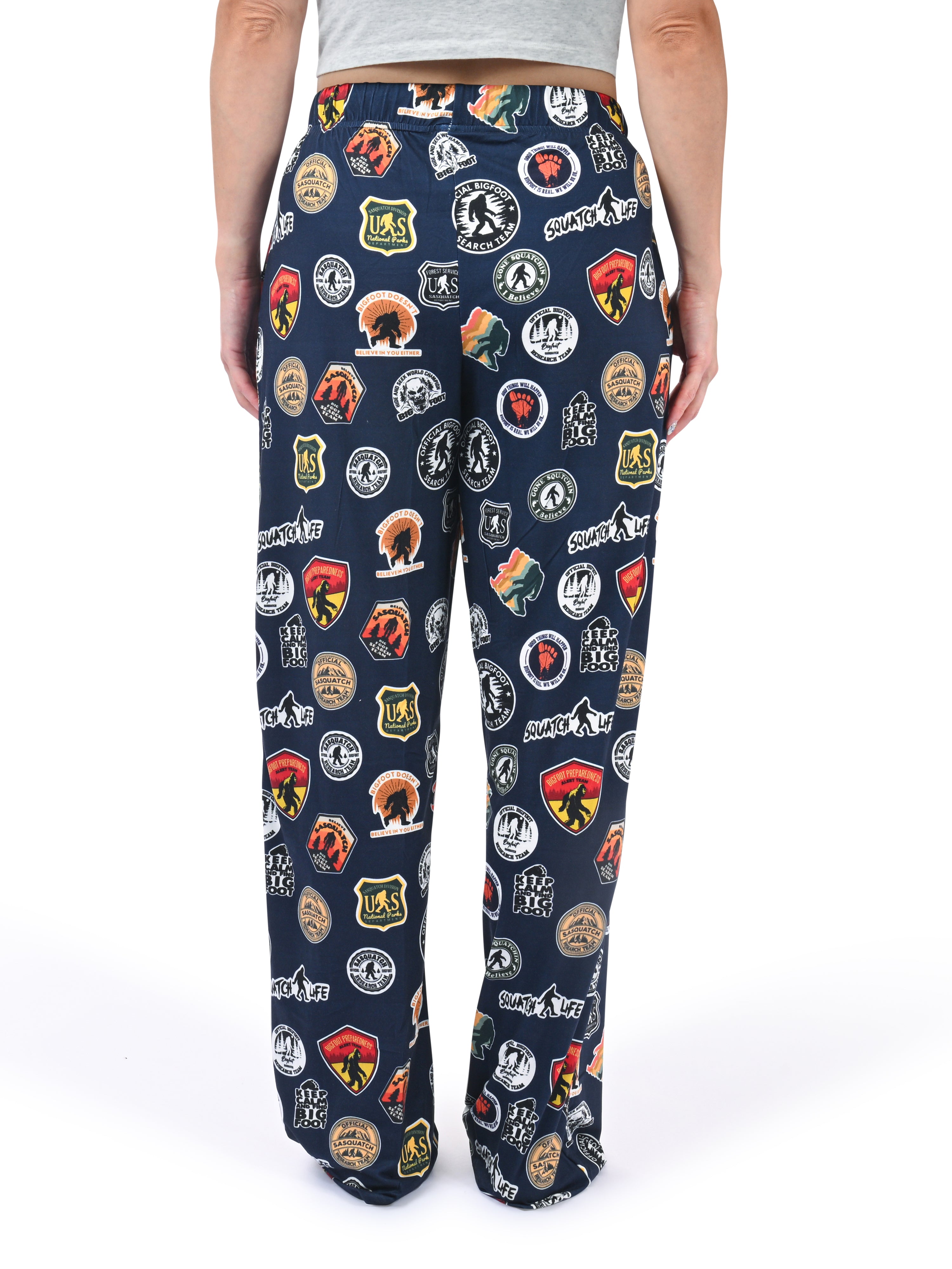 Bigfoot Stickers Pajama Pants back view