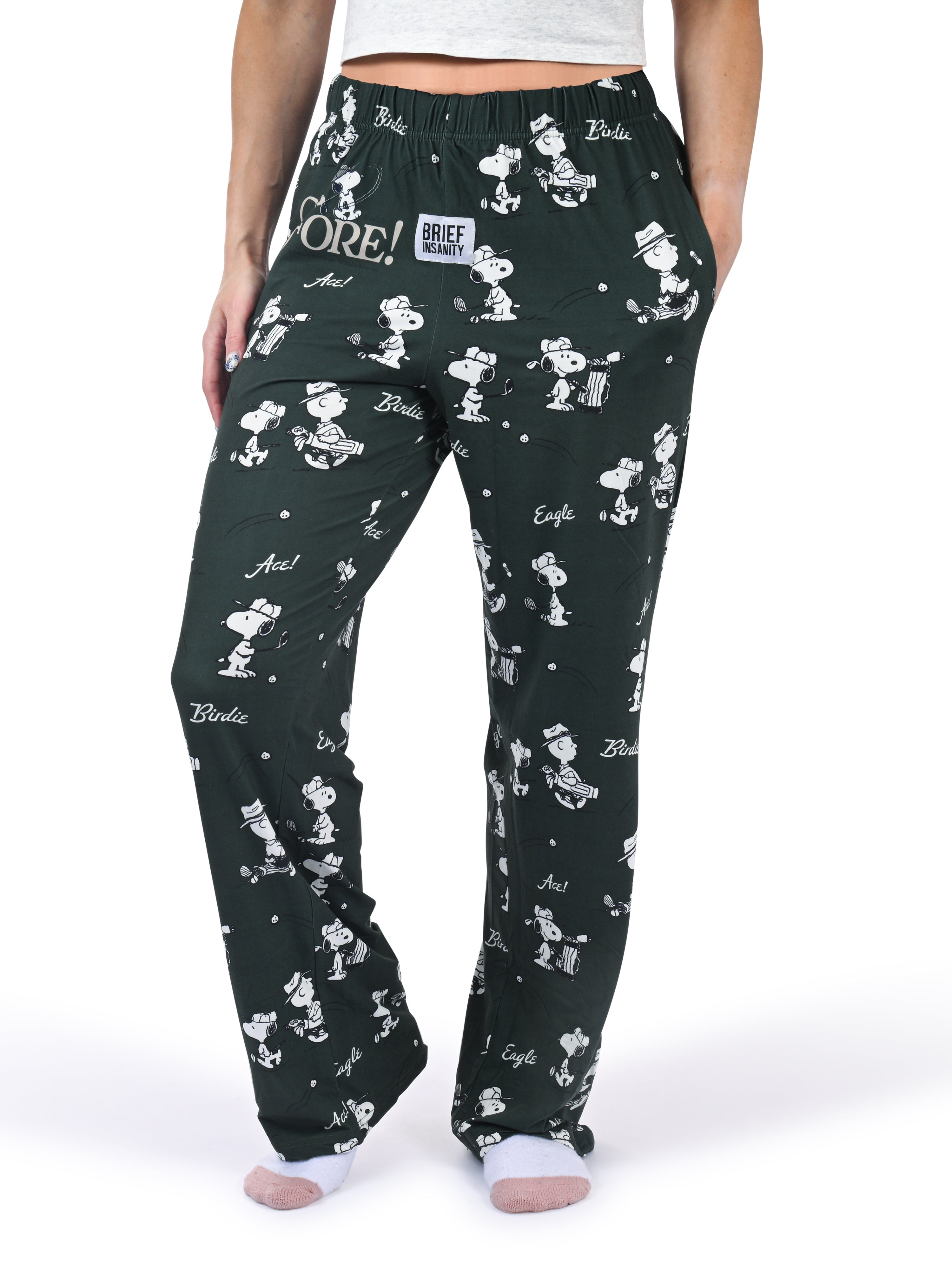 Snoopy Golf Pajama Pants side angle view