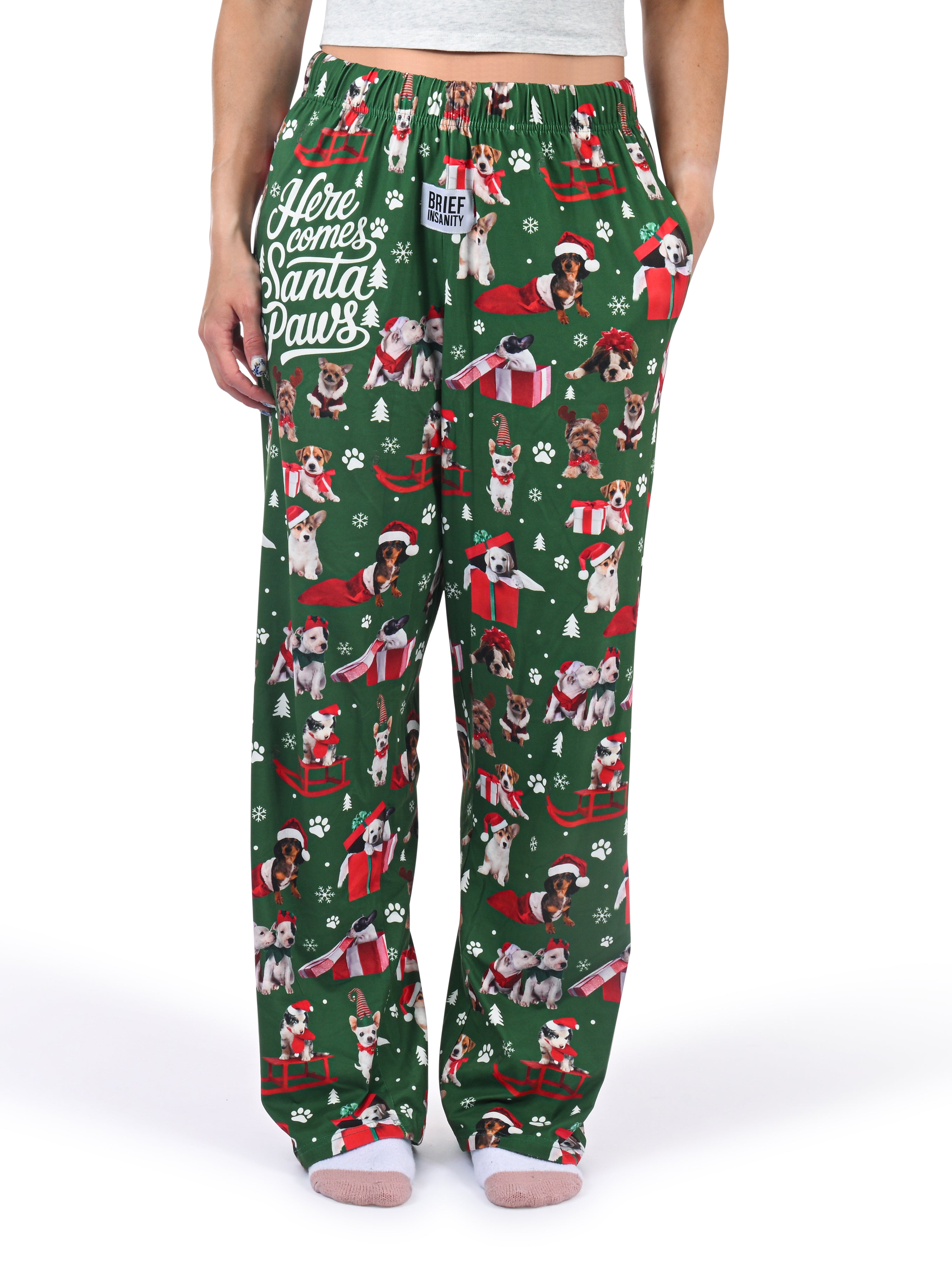 Here Comes Santa Paws Lounge Pants front view