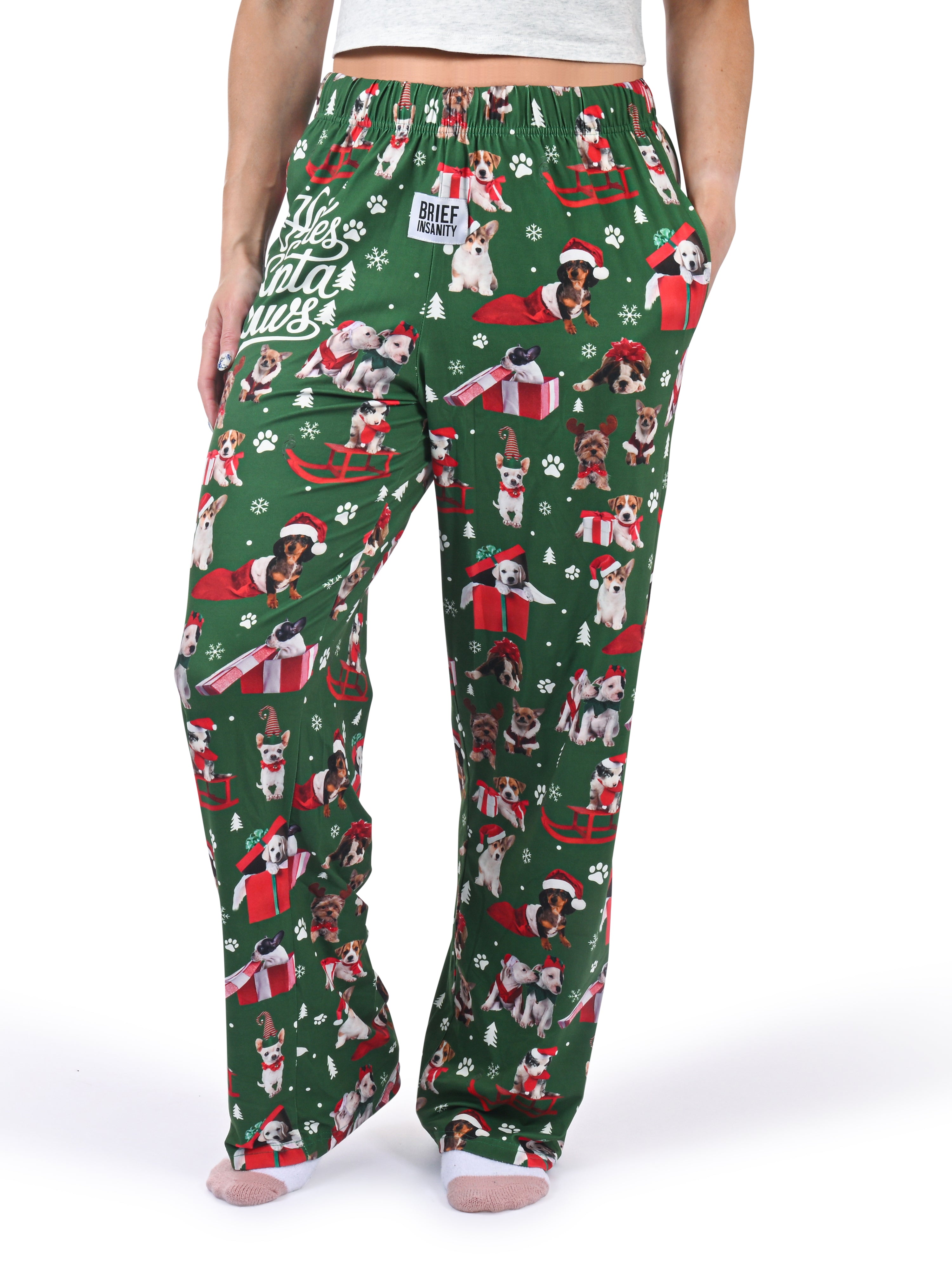 Here Comes Santa Paws Lounge Pants side angle view