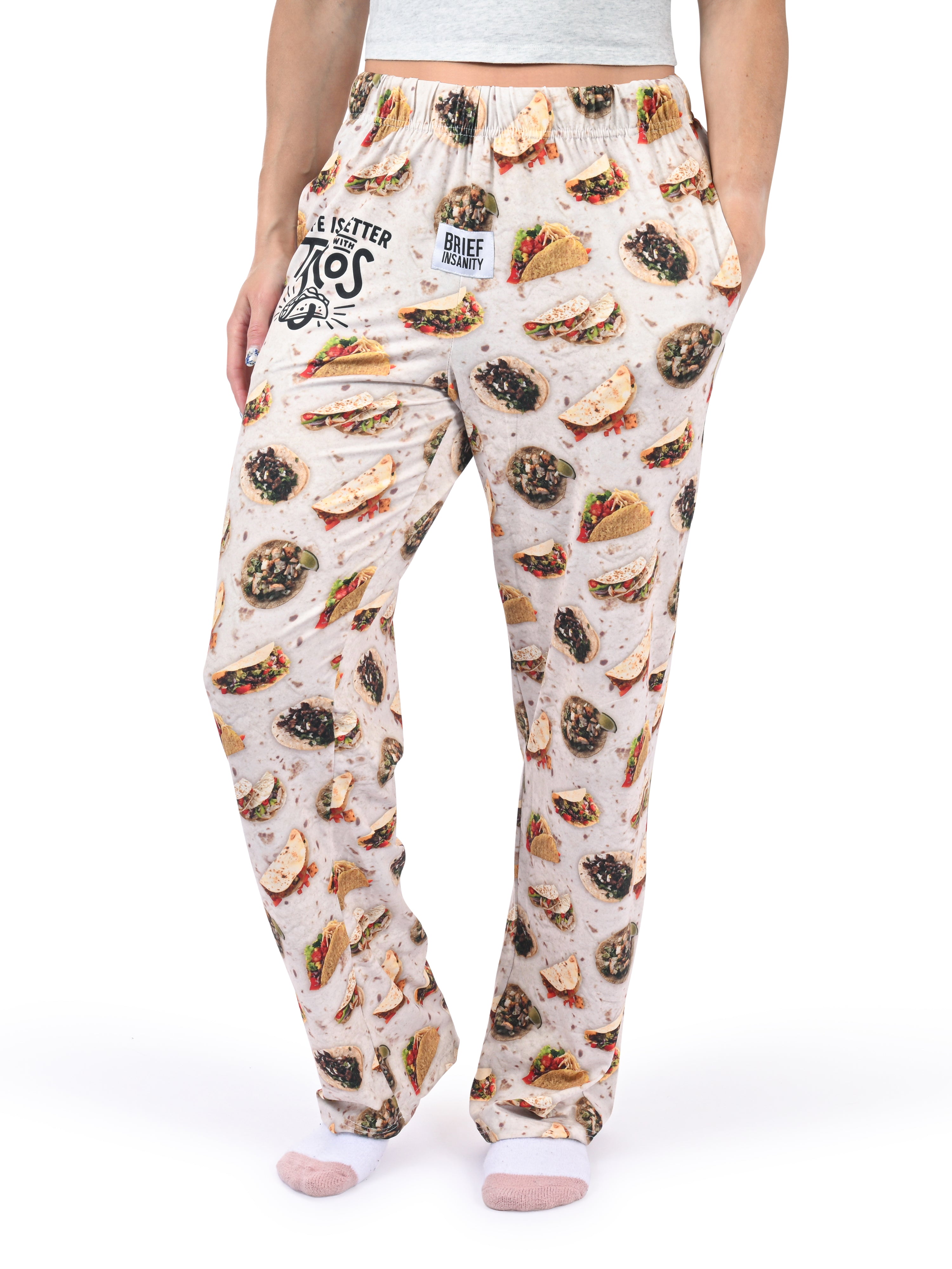 Life Is Better with Tacos Pajama Pants side angle view