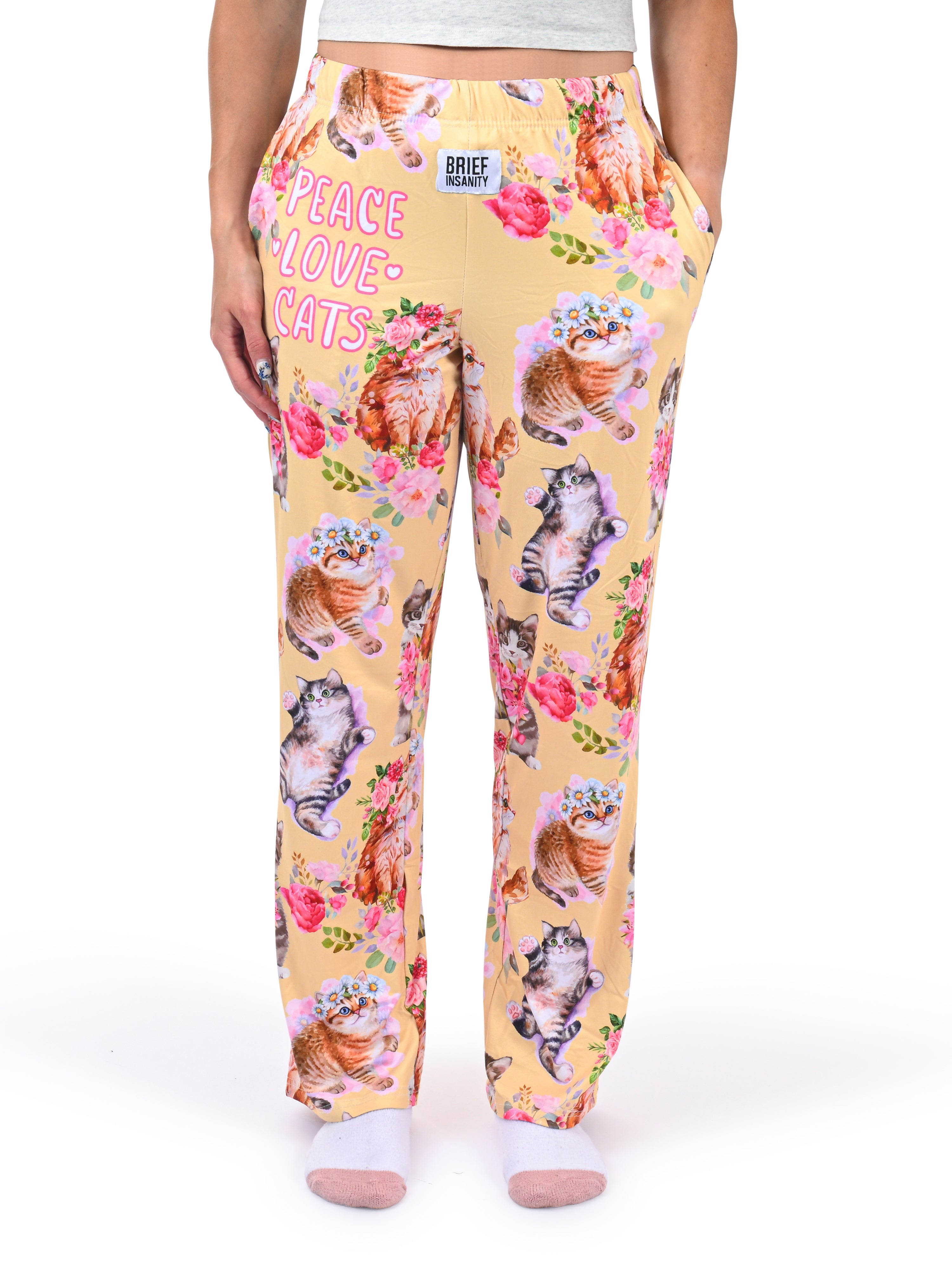 Peace, Love & Cats Lounge Pants front view