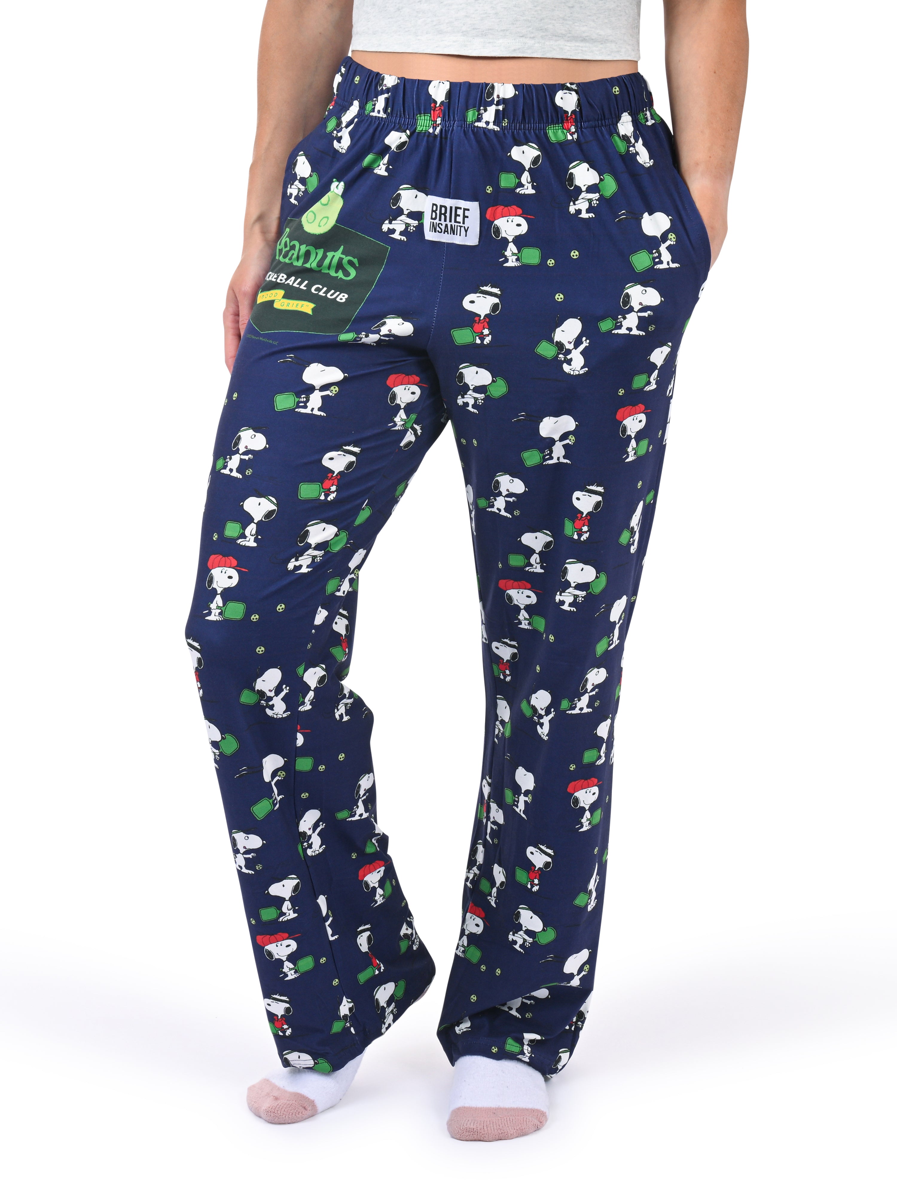 Snoopy Pickleball Pajama Pants side angle view