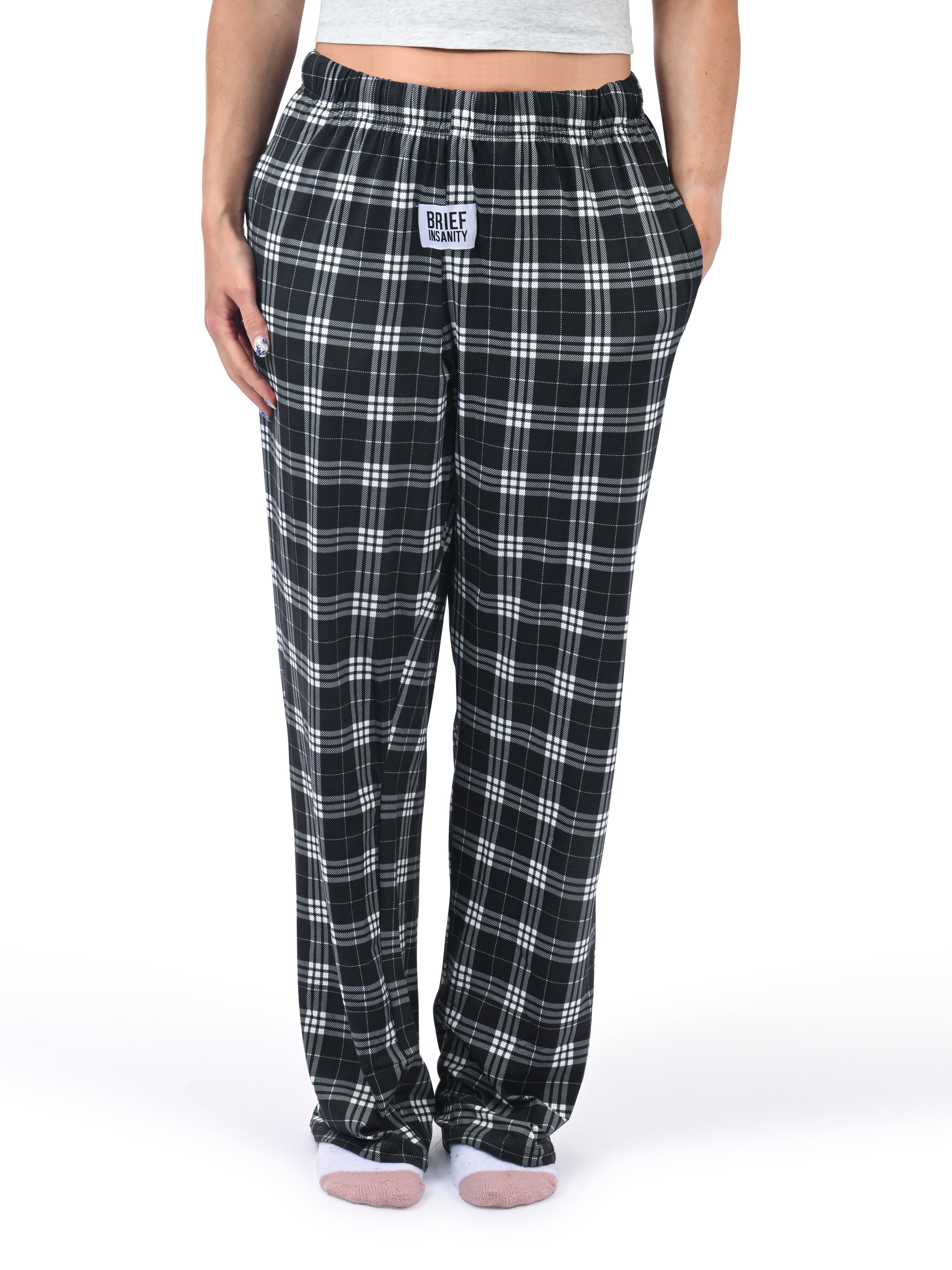 Black Plaid Pajama Pants front view