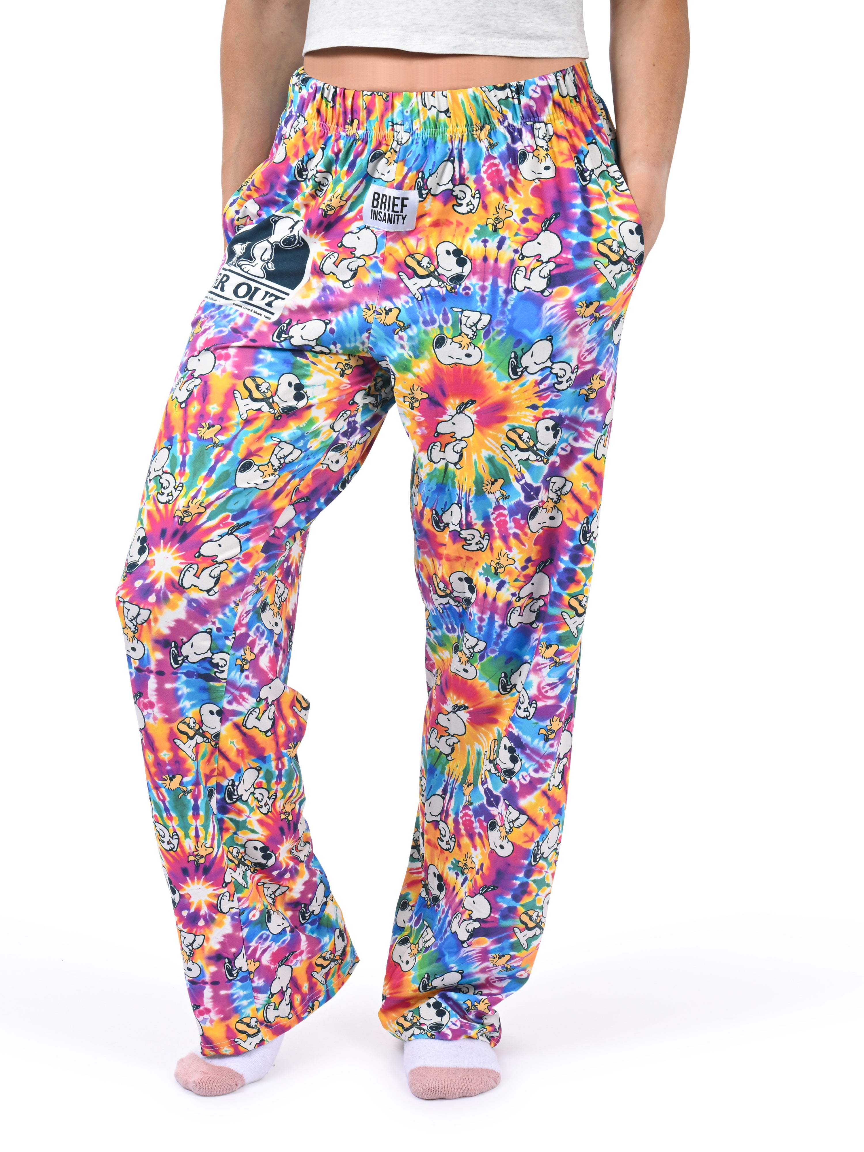 Snoopy Far Out Pajama Pants side angle view