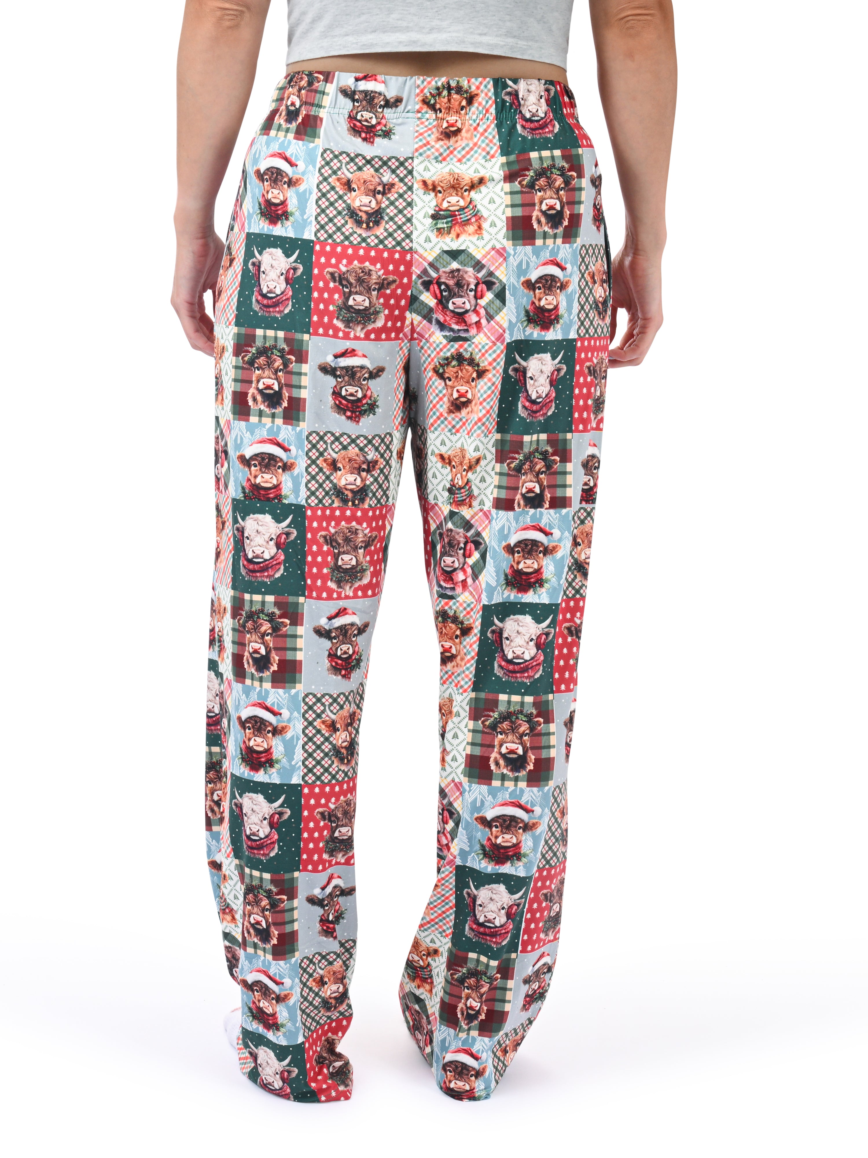 Christmas Highland Cow Quilt Lounge Pants back view