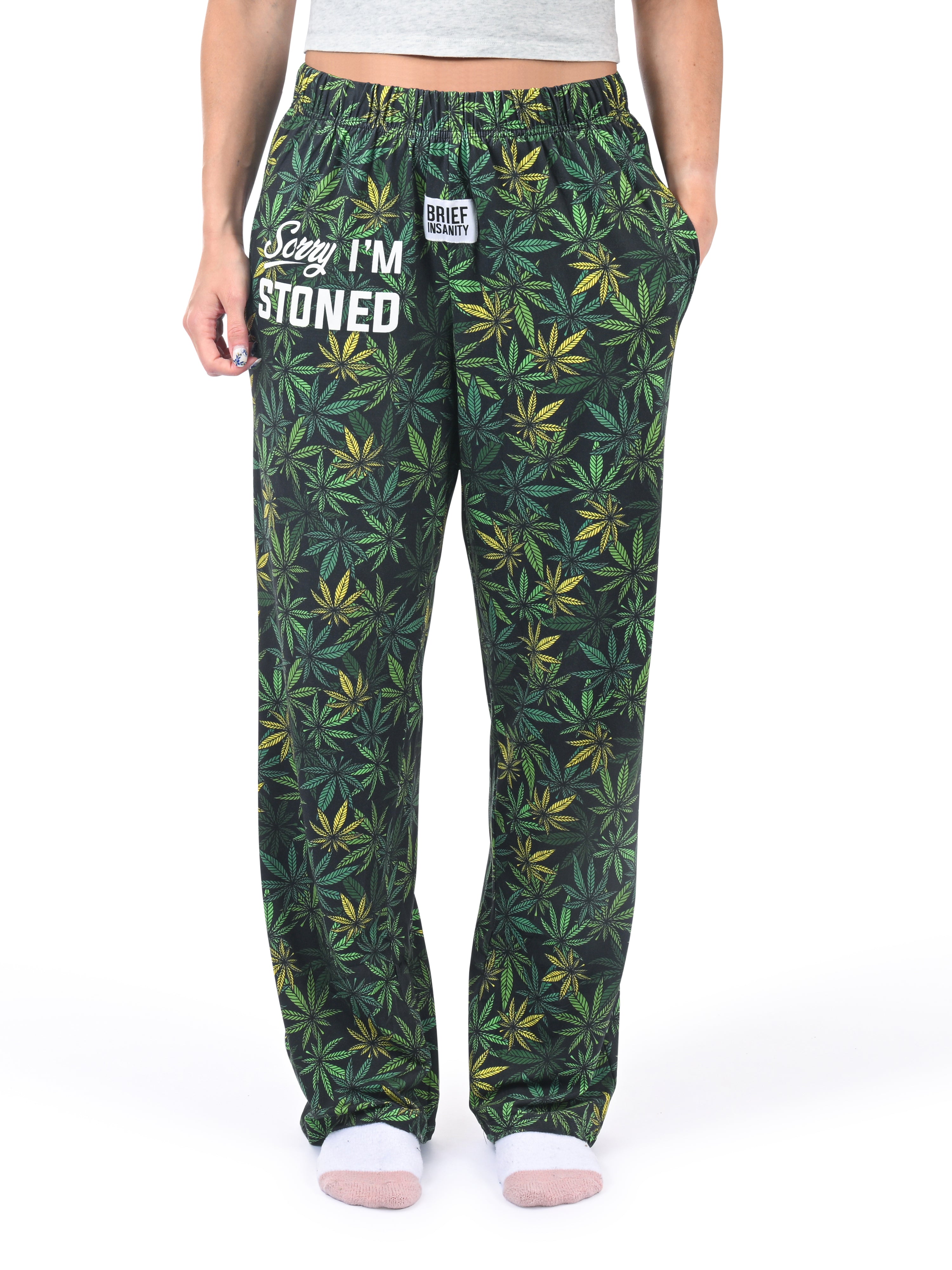 Sorry I'm Stoned Marijuana Lounge Pants front view