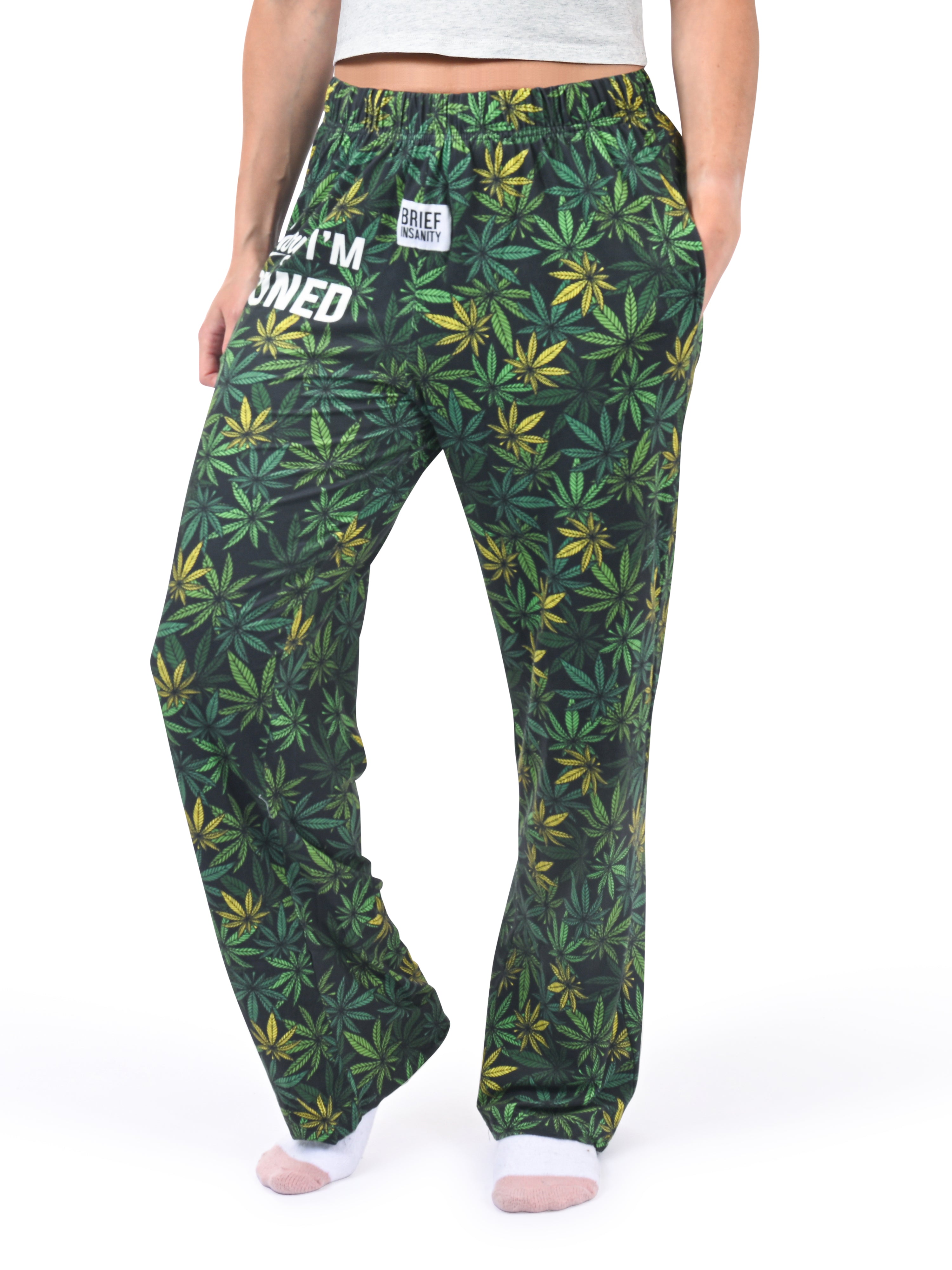 Sorry I'm Stoned Marijuana Lounge Pants side angle view