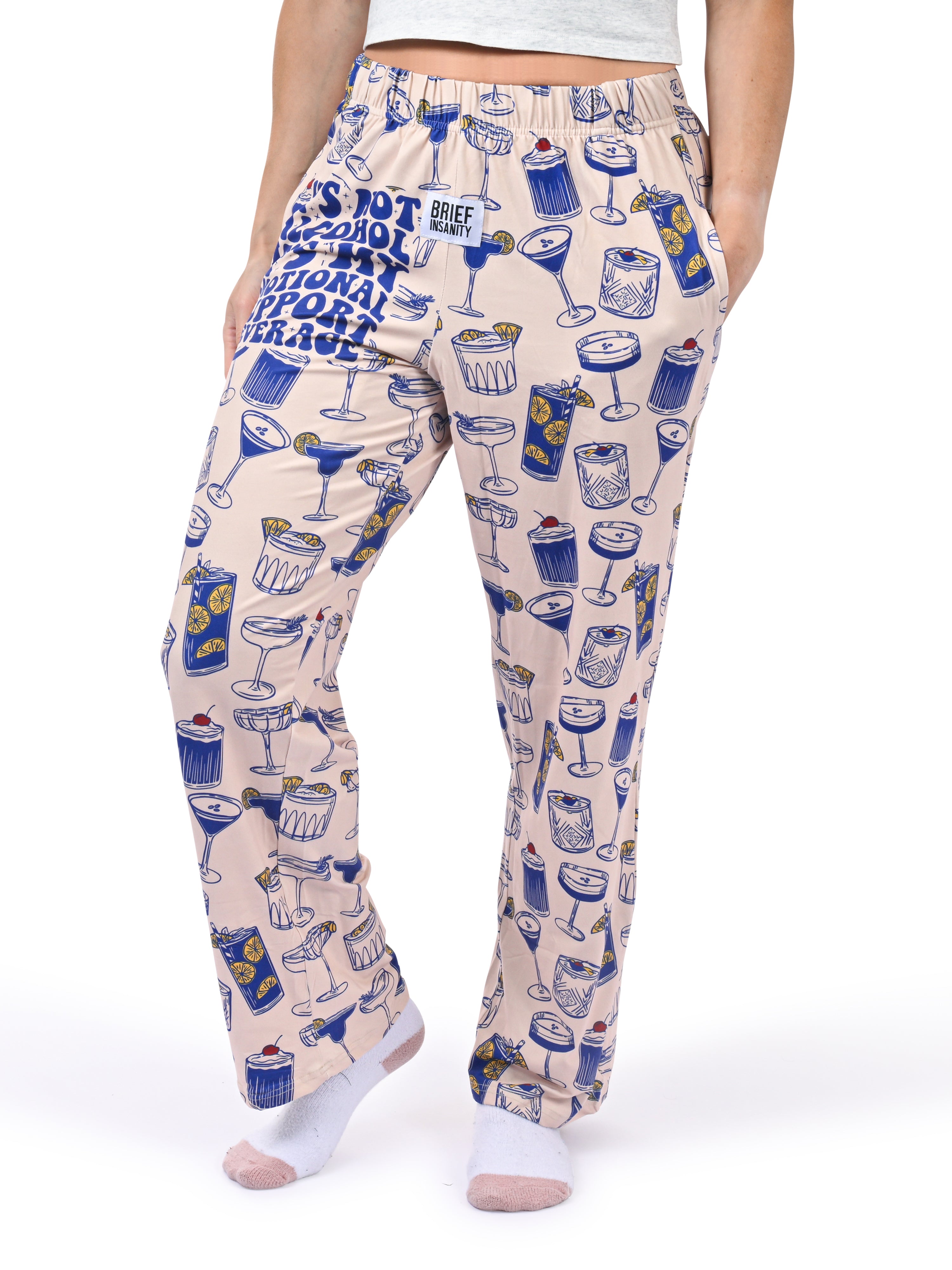 Emotional Support Beverage Pajama Pants side angle view