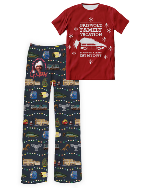 National Lampoon s Christmas Vacation Pajama Set Sleep Shirt Pajama Pants Burn Rubber Eat Dust