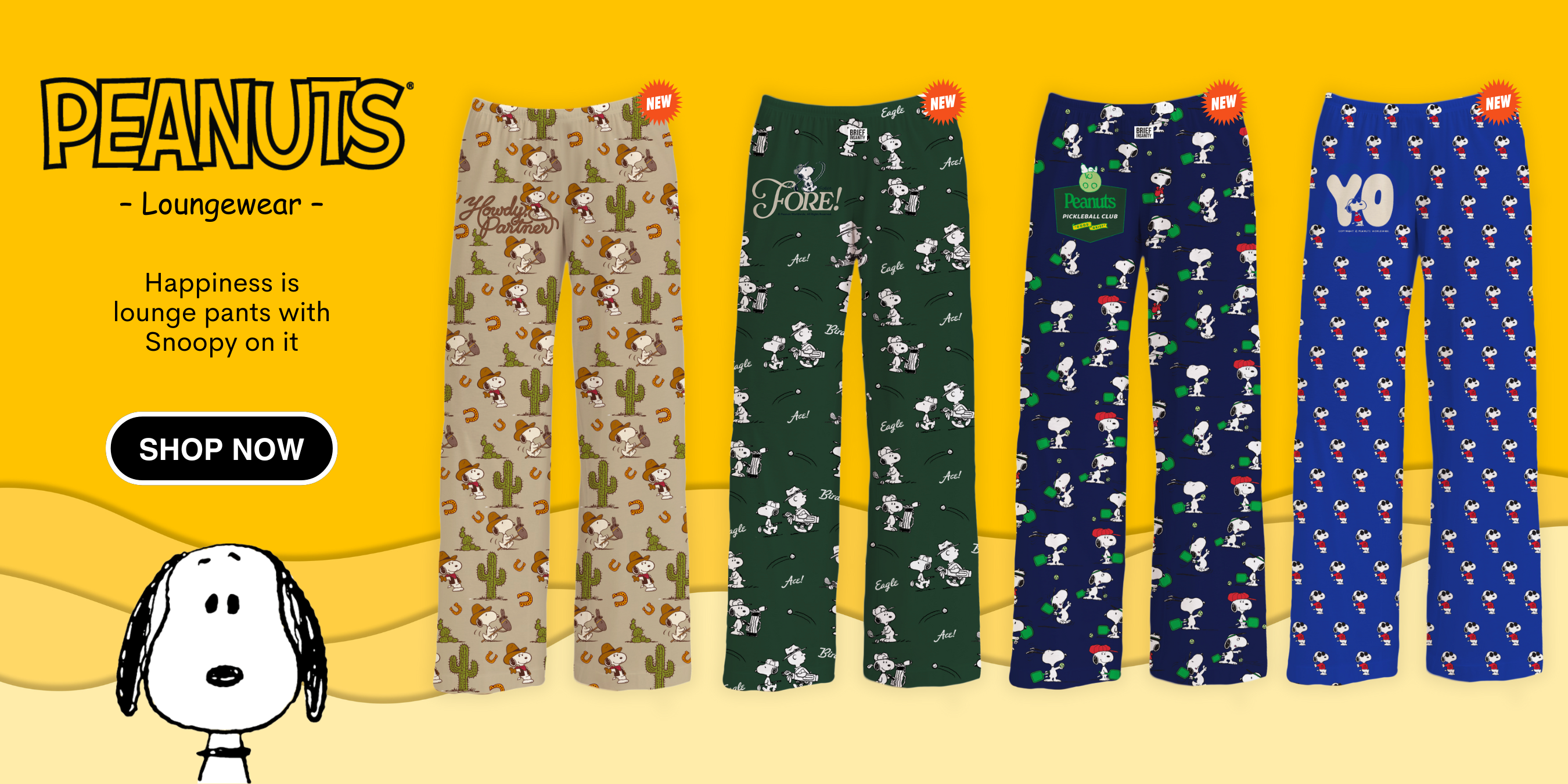 Peanuts Loungewear - Happiness is lounge pants with Snoopy on it - SHOP NOW
