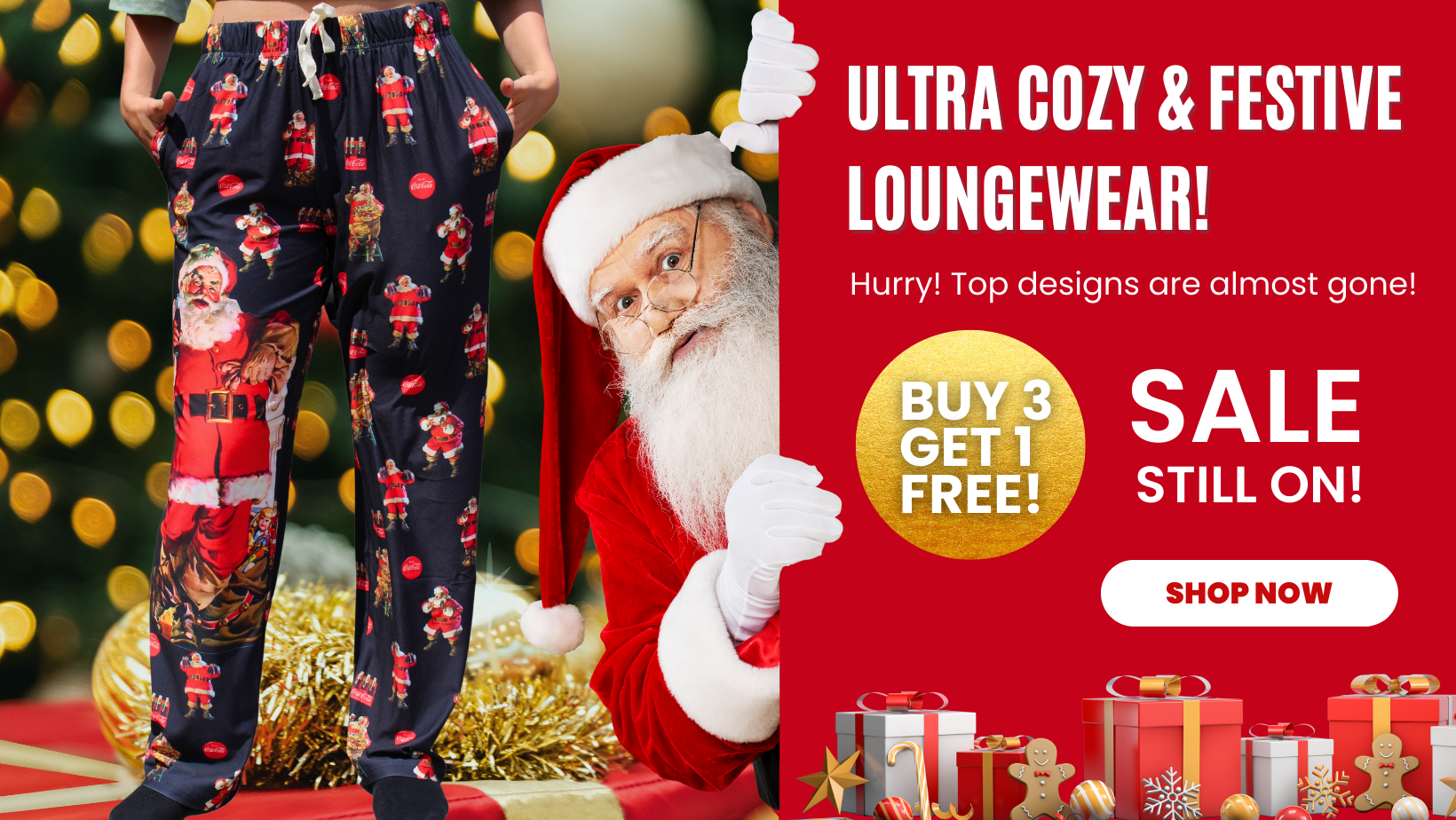 Ultra Cozy & Festive Loungewear! Hurry! Top designs are almost gone! Buy 3 Get 1 Free! Sale Still On! Shop Now