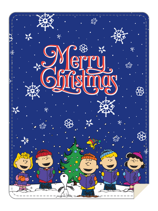 Snoopy Caroling Xmas Throw Blanket