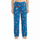 Model in patriotic Peanuts USA Flag March Lounge Pants with Snoopy on white background, showcasing vivid print and relaxed fit.