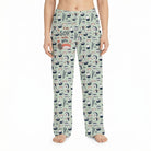 Model wearing I'm Soy Into You lounge pants with sushi print on white background, fully visible and centered.