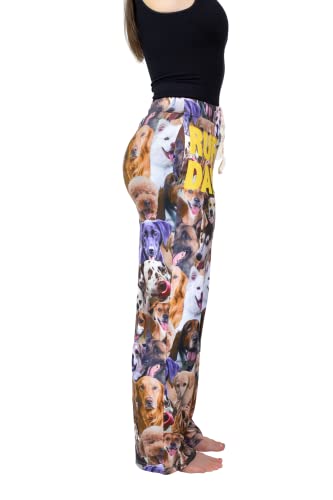 Waist down photo of model wearing Ruff Day pajama lounge pants side view (white background)