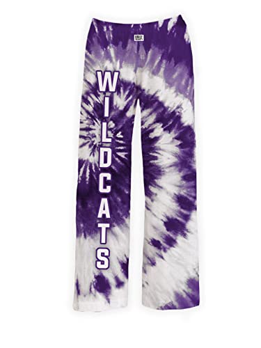 BRIEF INSANITY Kansas Wildcats Purple & White Tie-Dye Pajama Lounge Pants