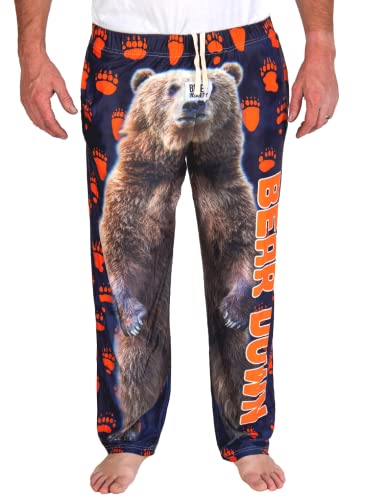 Waist down photo of model wearing Bear Down pajama lounge pants front view (white background)