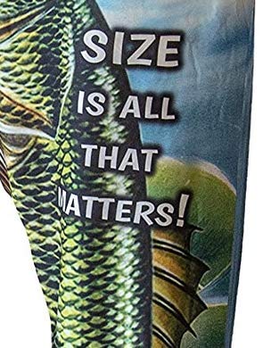 Close up of "Size Is All That Matters!" text on pajama lounge pants