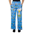 Waist down photo of model wearing Snoopy Friends pajama lounge pants front view (white background)