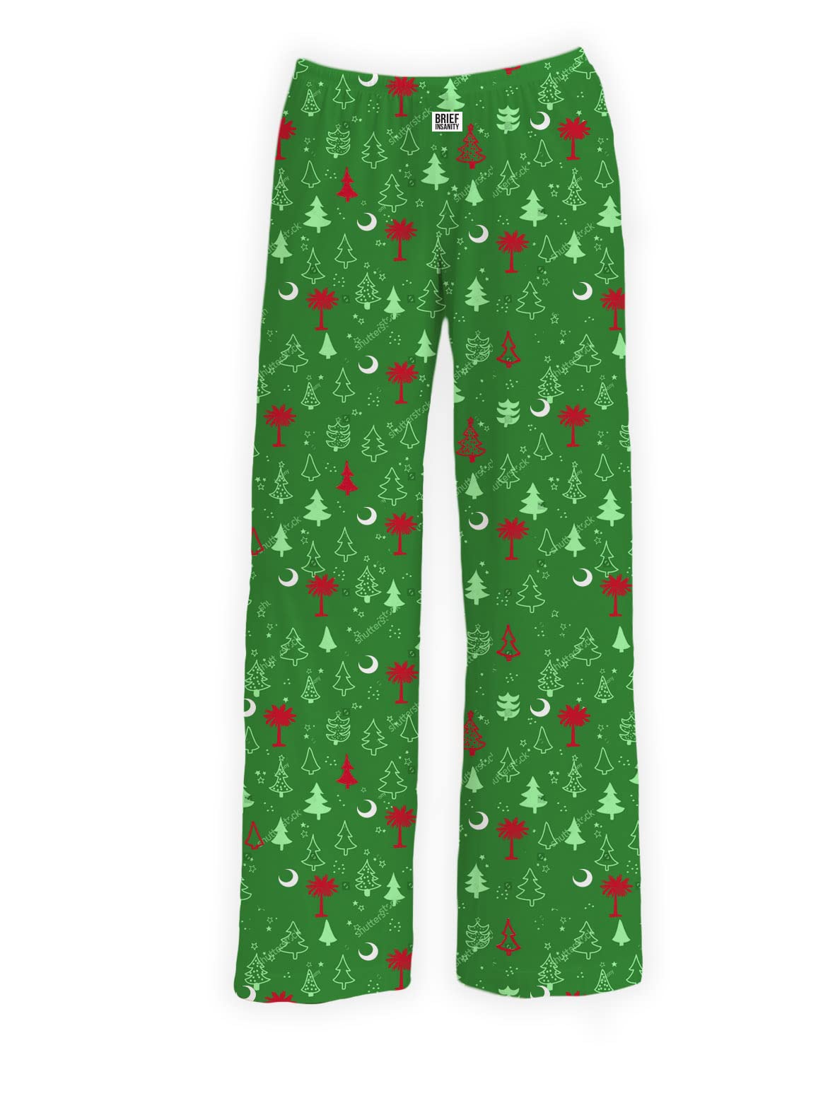 BRIEF INSANITY Christmas Palmetto Tree and Moon Pajama Pants