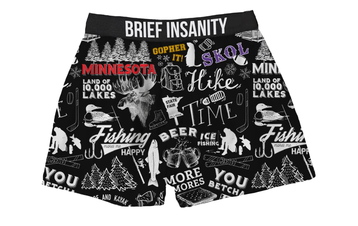 BRIEF INSANITY Minnesota Chalk Boxer Shorts