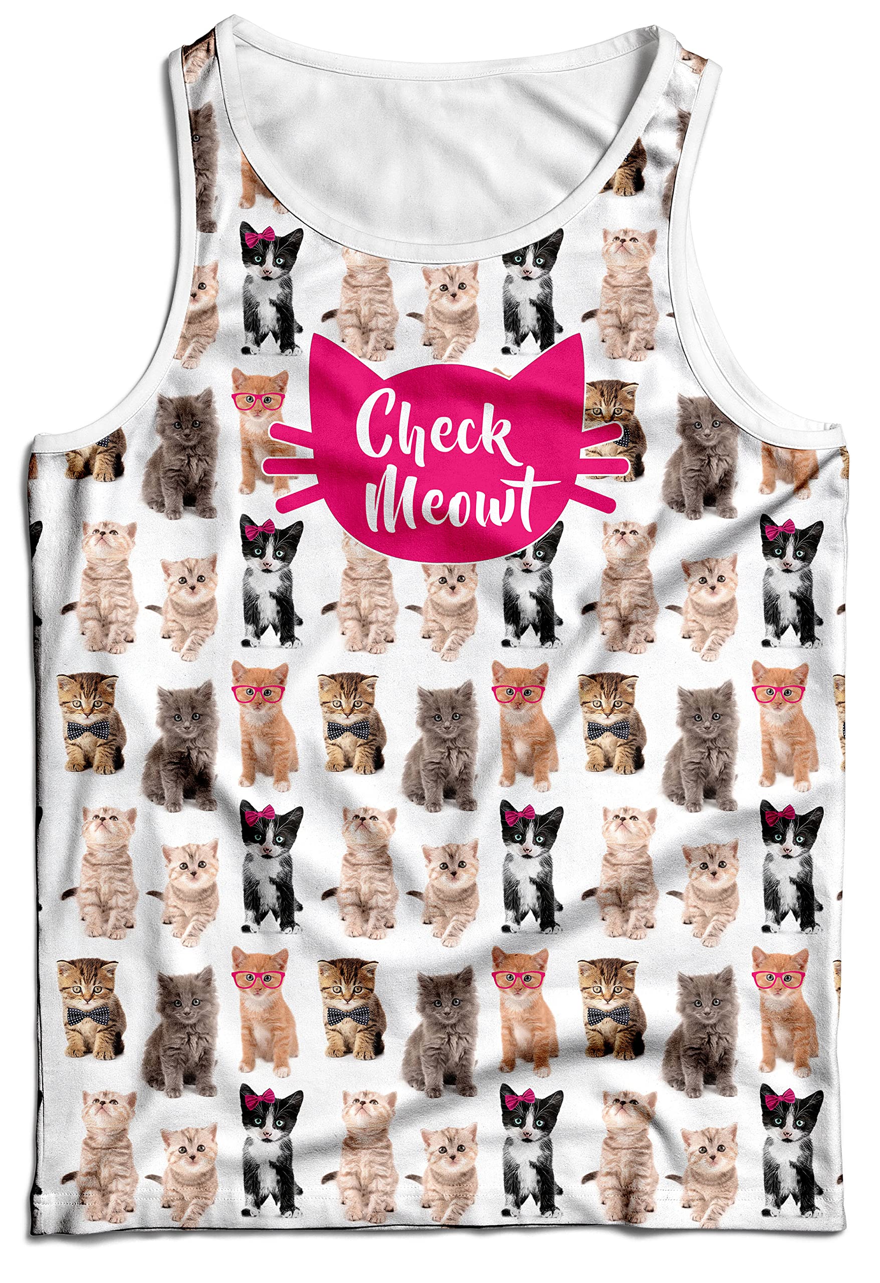 BRIEF INSANITY Check Meowt Cat Themed Tank Top