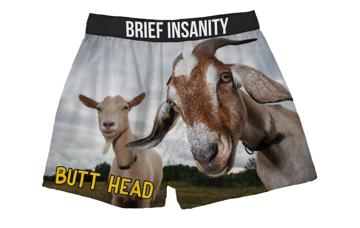 BRIEF INSANITY Butt Head Goat Themed Boxer Shorts