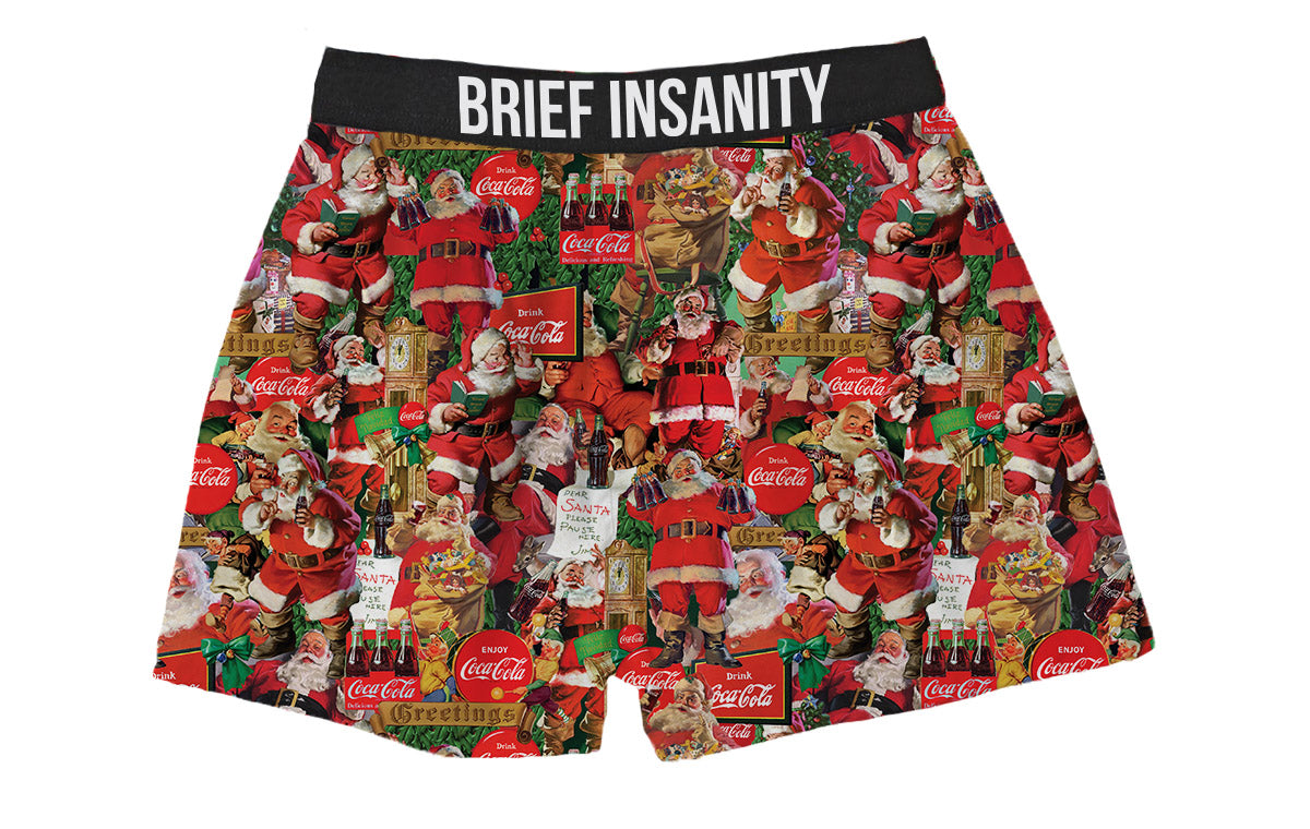 BRIEF INSANITY Coca Cola All Over Santa Boxer Shorts