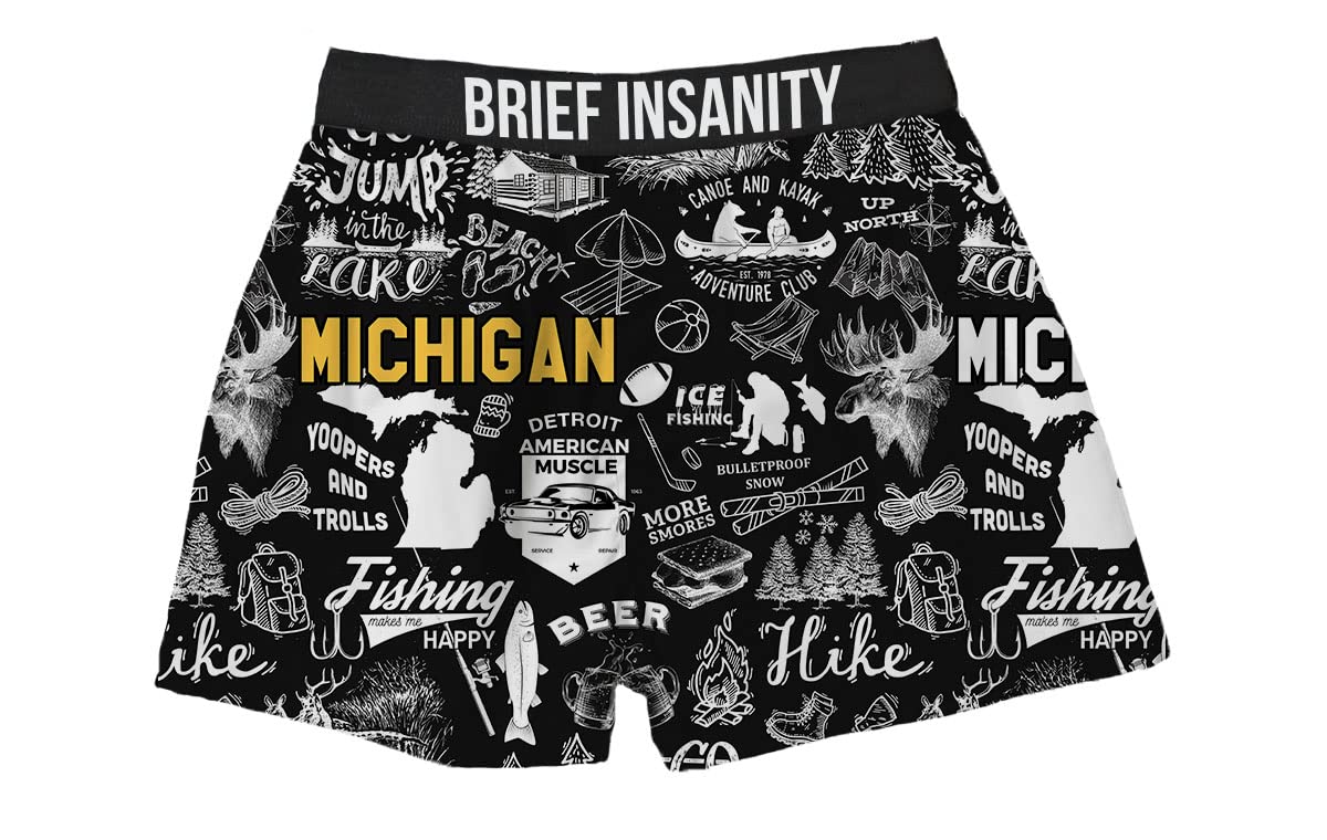 BRIEF INSANITY Michigan Chalk Boxer Shorts