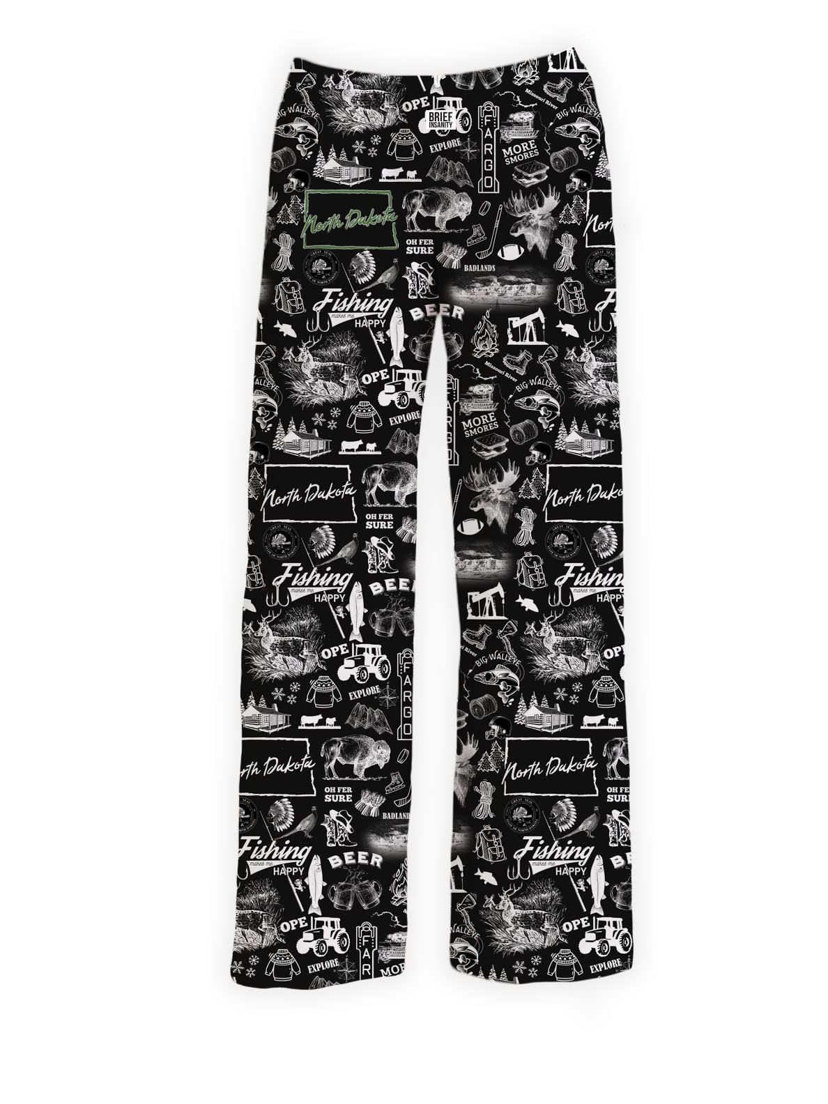 BRIEF INSANITY North Dakota Chalkboard Pajama Pants